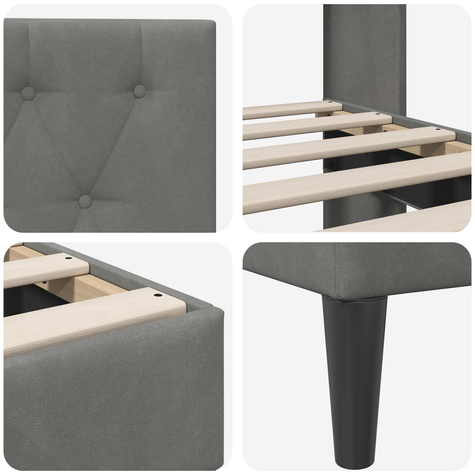 vidaXL Bedframe met hoofdeinde Donkergrijs 90 x 190 cm Fluweel