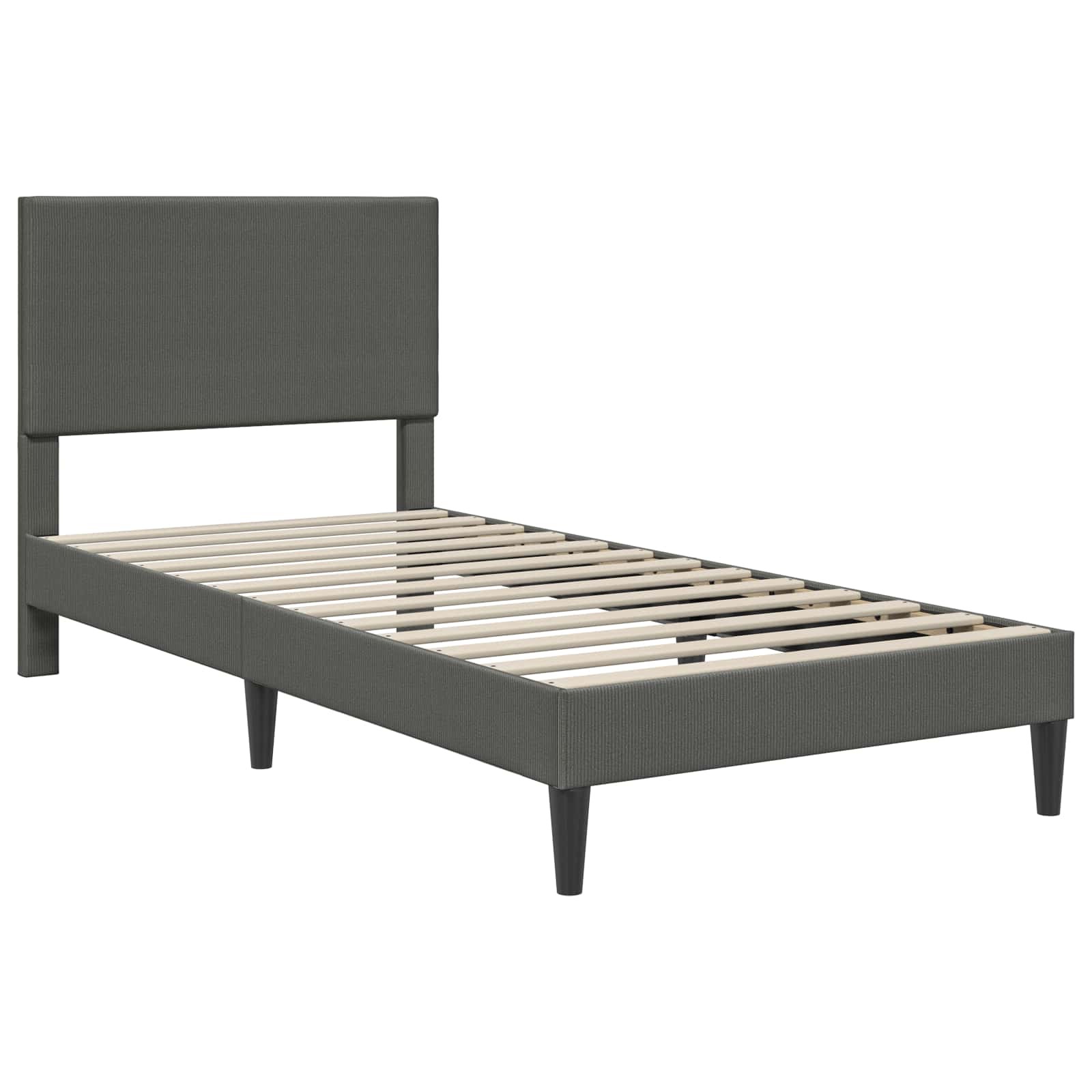 vidaXL Bedframe met hoofdeinde Donkergrijs 90 x 190 cm Katoen Stof