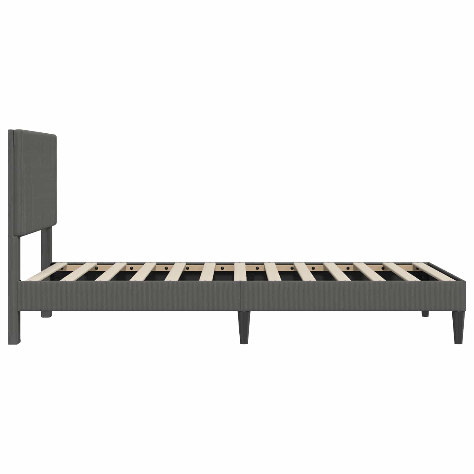 vidaXL Bedframe met hoofdeinde Donkergrijs 90 x 190 cm Katoen Stof