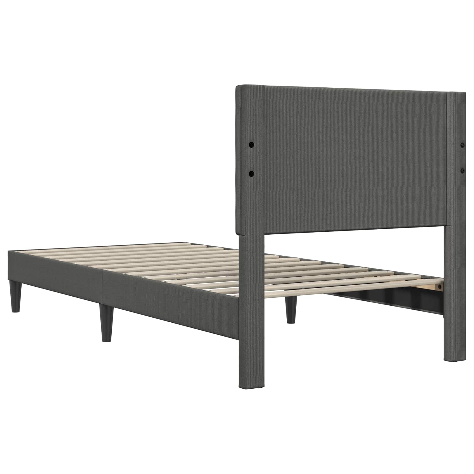 vidaXL Bedframe met hoofdeinde Donkergrijs 90 x 190 cm Katoen Stof