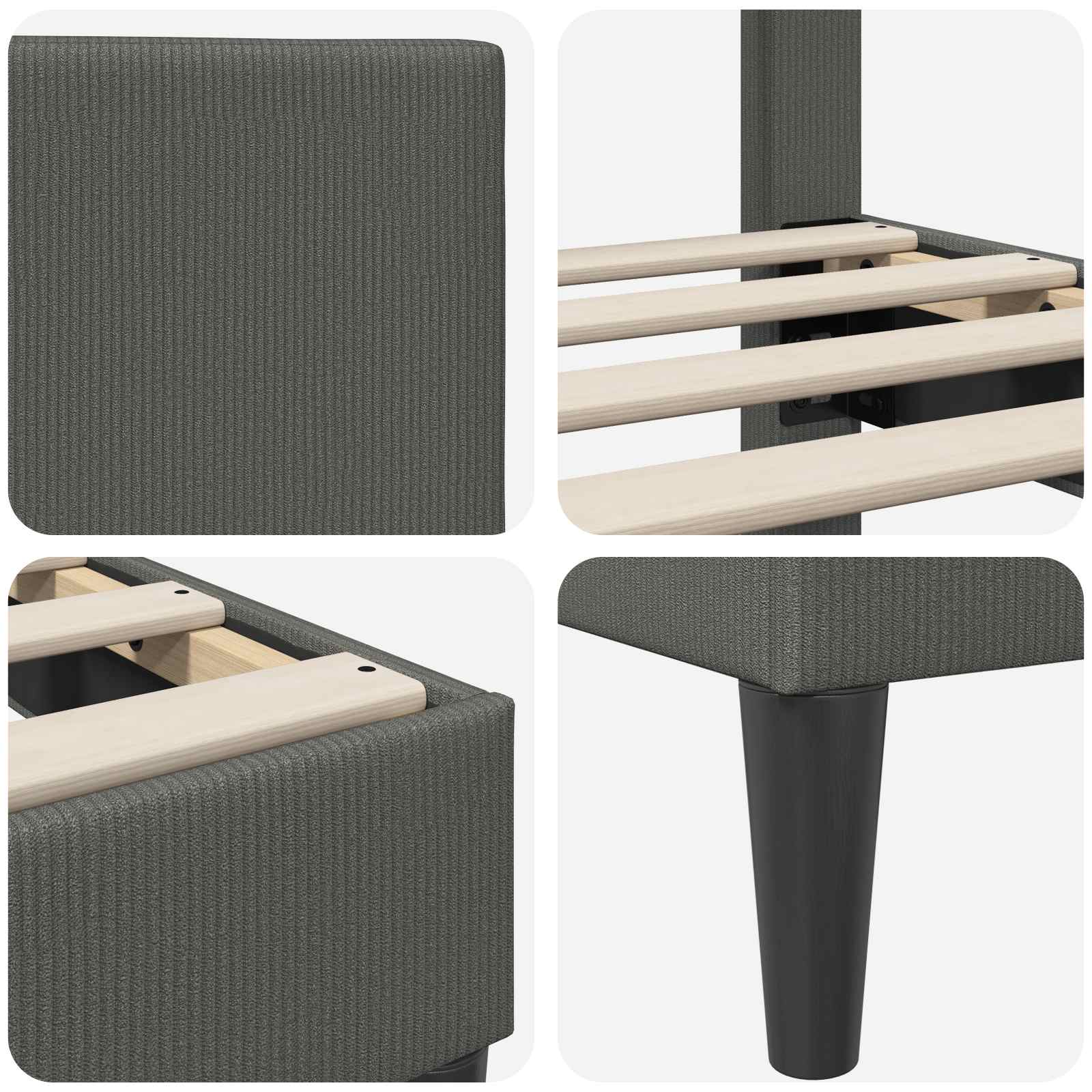 vidaXL Bedframe met hoofdeinde Donkergrijs 90 x 190 cm Katoen Stof