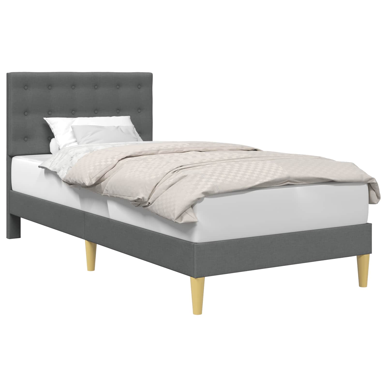 vidaXL Bedframe met hoofdeinde Donkergrijs 90 x 190 cm Stof