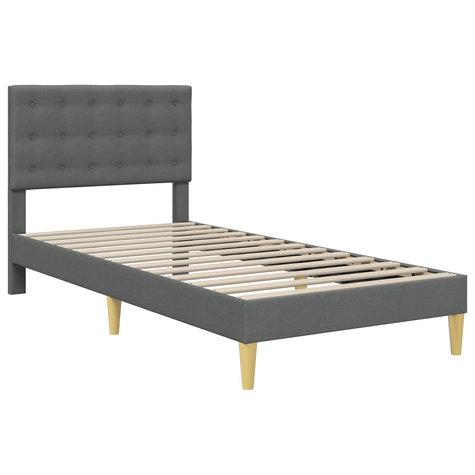 vidaXL Bedframe met hoofdeinde Donkergrijs 90 x 190 cm Stof