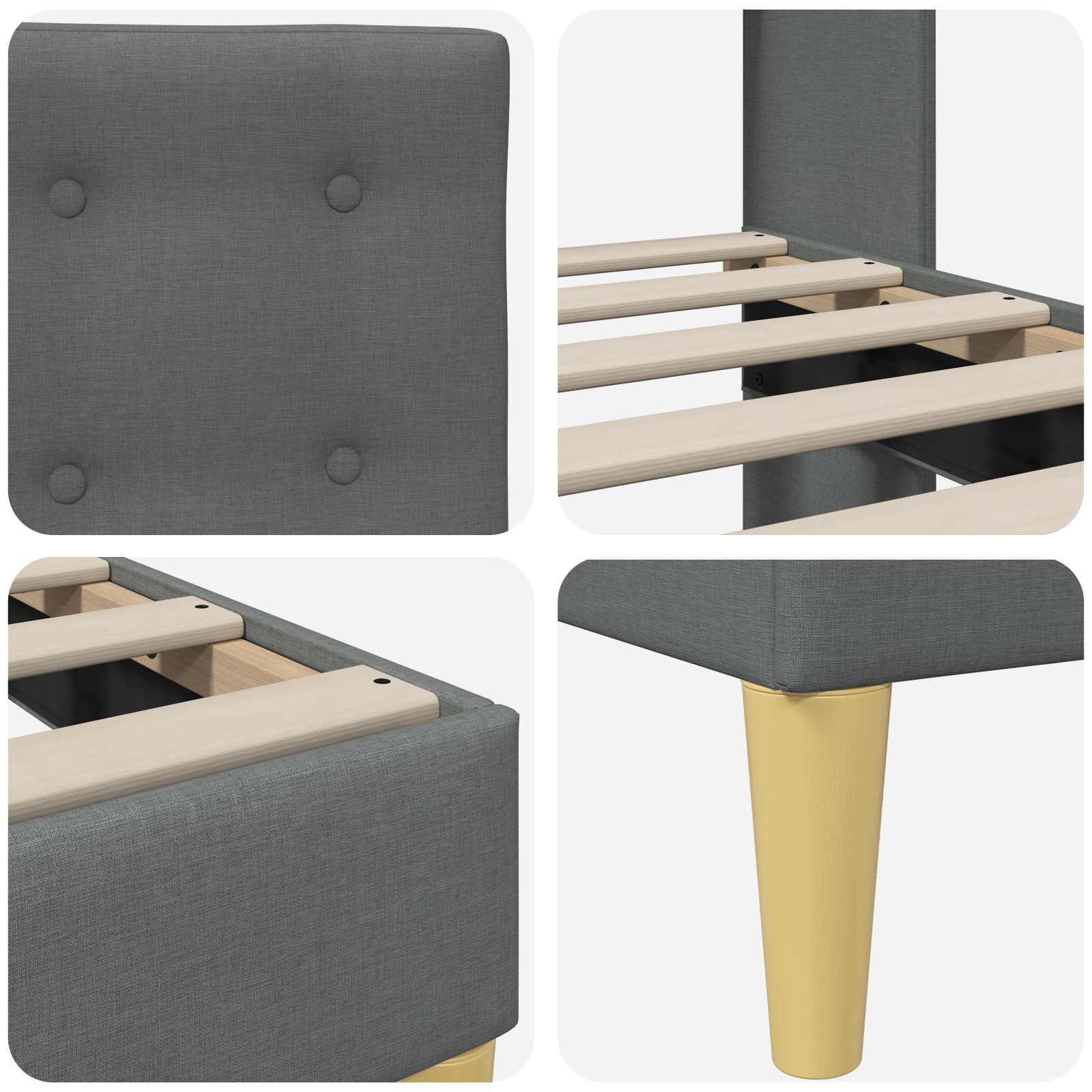 vidaXL Bedframe met hoofdeinde Donkergrijs 90 x 190 cm Stof
