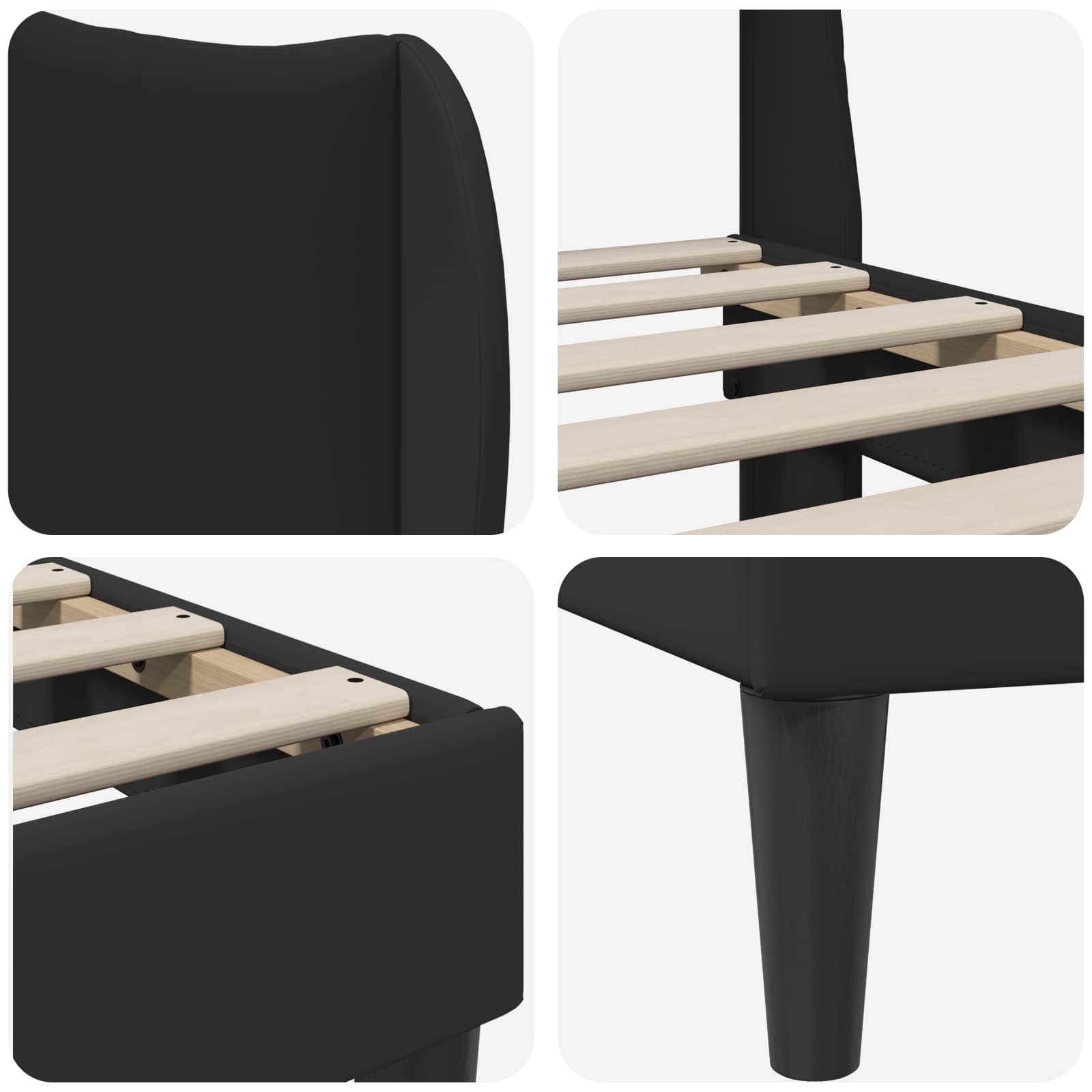 vidaXL Bedframe met hoofdeinde Zwart 90 x 190 cm Kunstleer