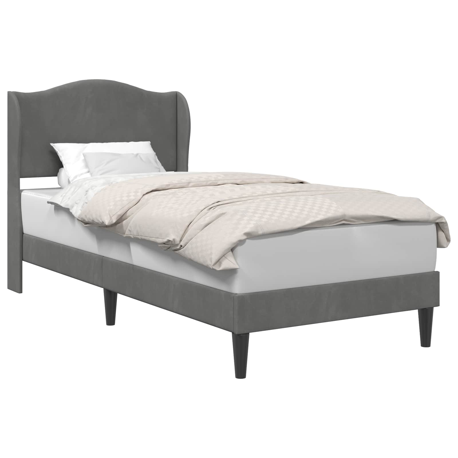 vidaXL Bedframe met hoofdeinde Donkergrijs 90 x 190 cm Fluweel