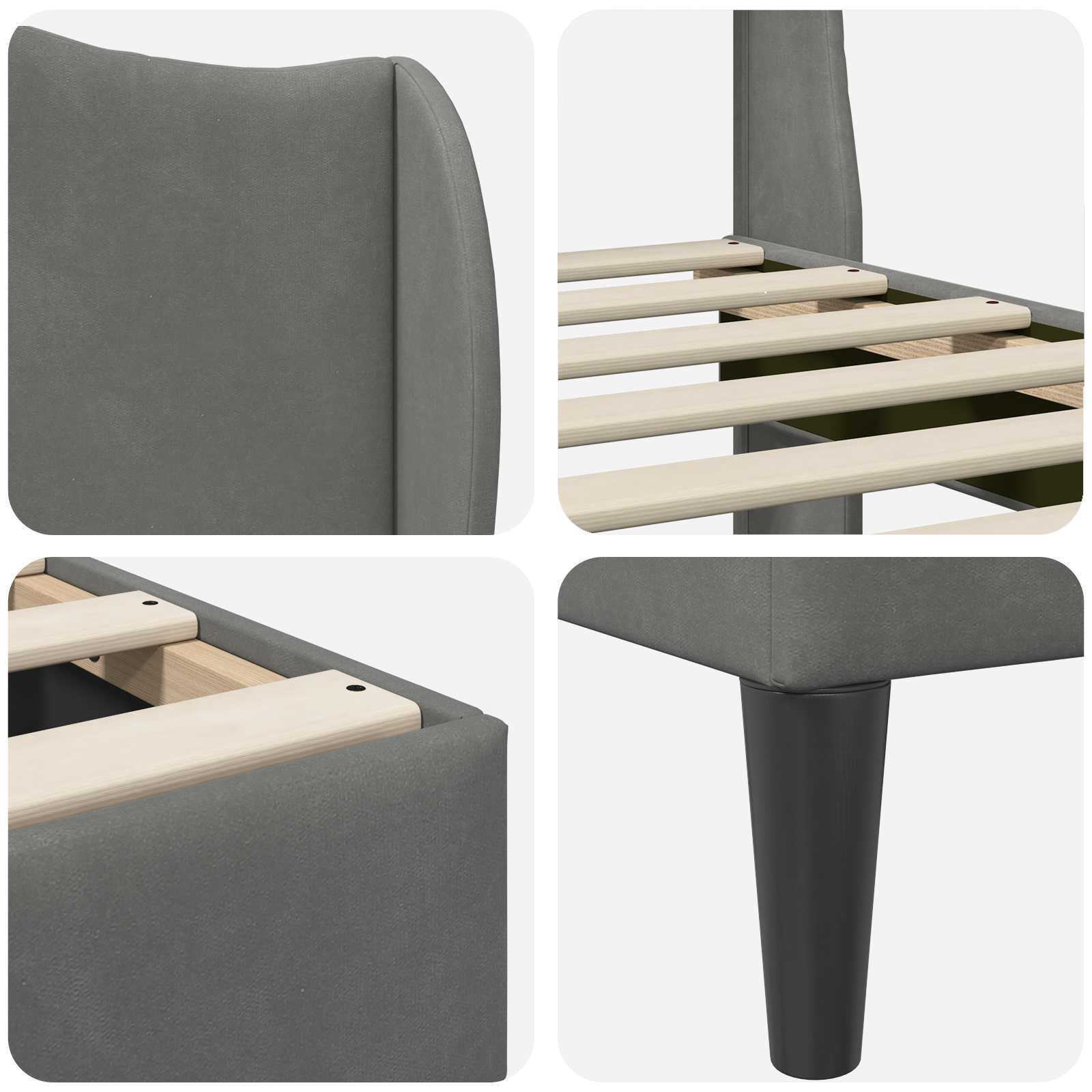 vidaXL Bedframe met hoofdeinde Donkergrijs 90 x 190 cm Fluweel