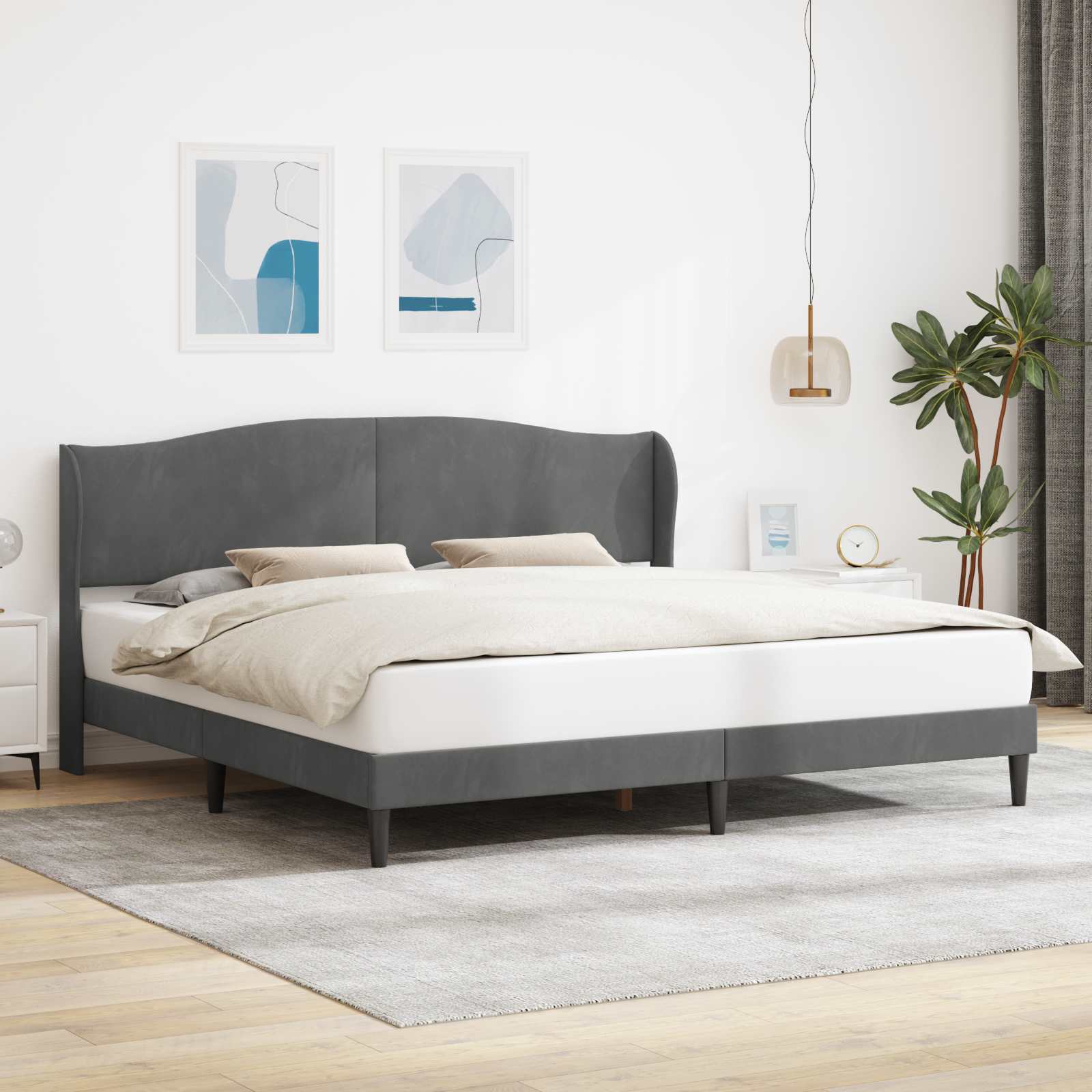 vidaXL Bedframe met hoofdeinde Donkergrijs 90 x 190 cm Fluweel