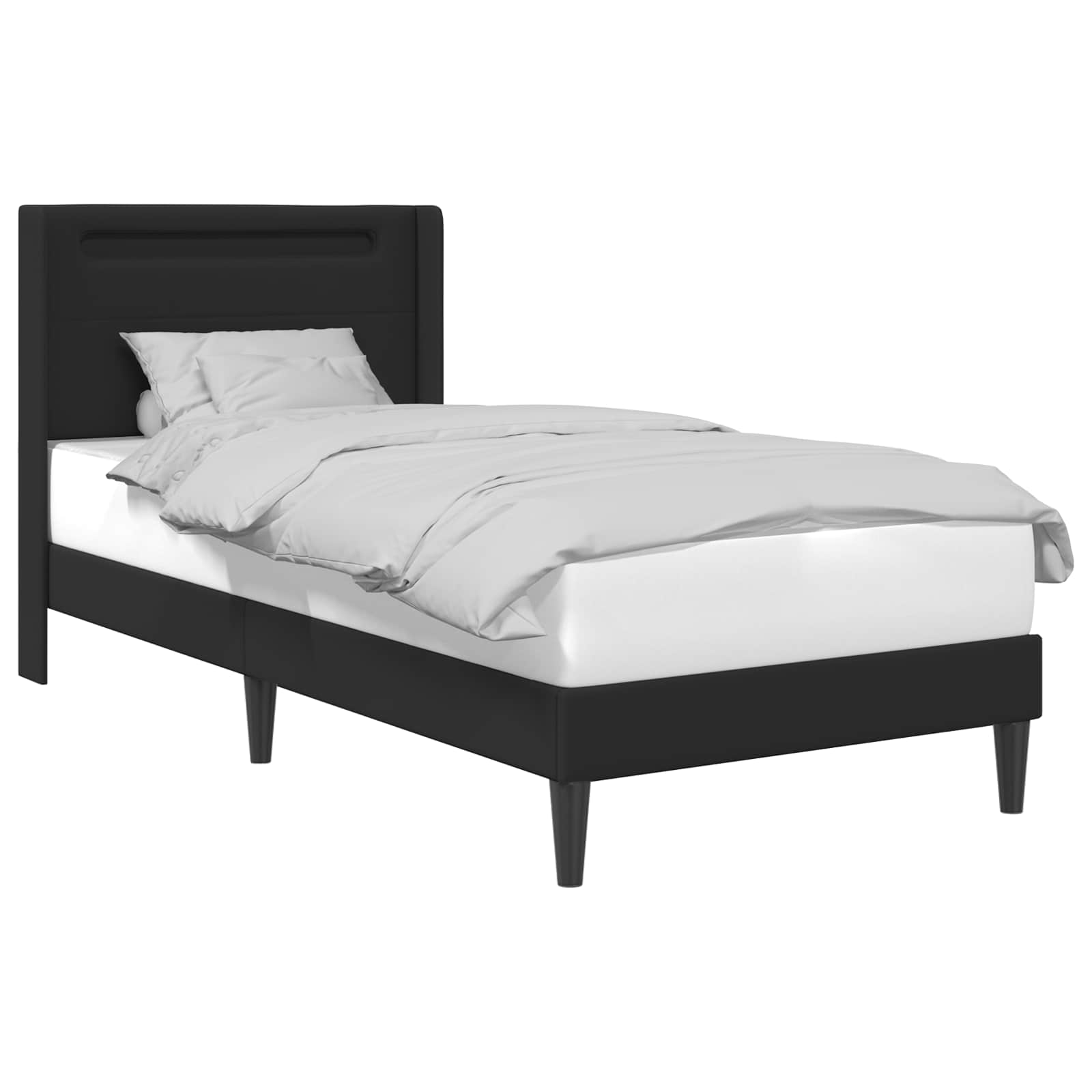 vidaXL Bedframe met LED-stripverlichting Zwart 90 x 190 cm Kunstleer