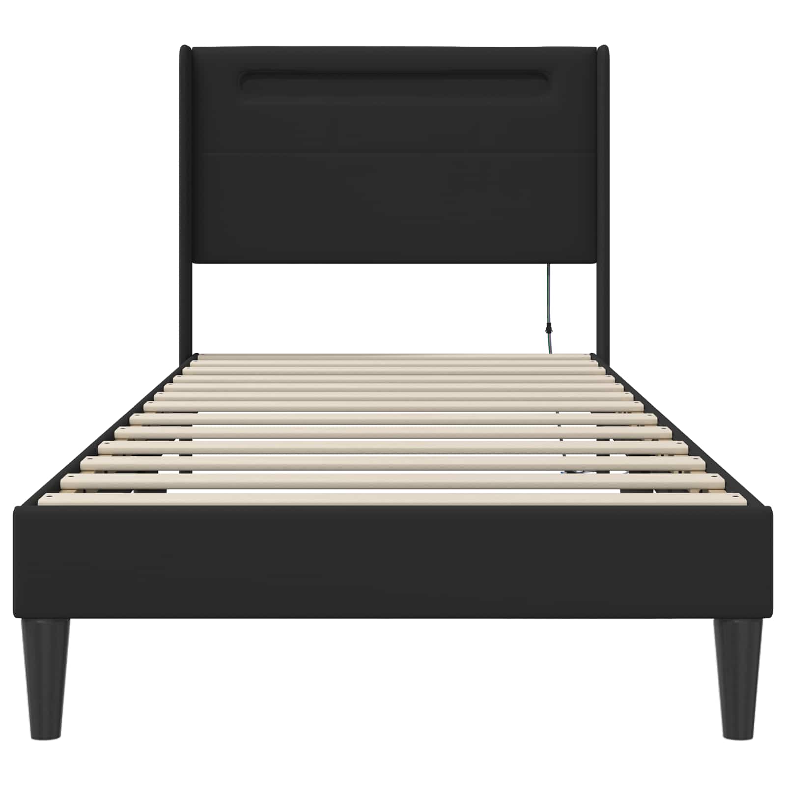 vidaXL Bedframe met LED-stripverlichting Zwart 90 x 190 cm Kunstleer