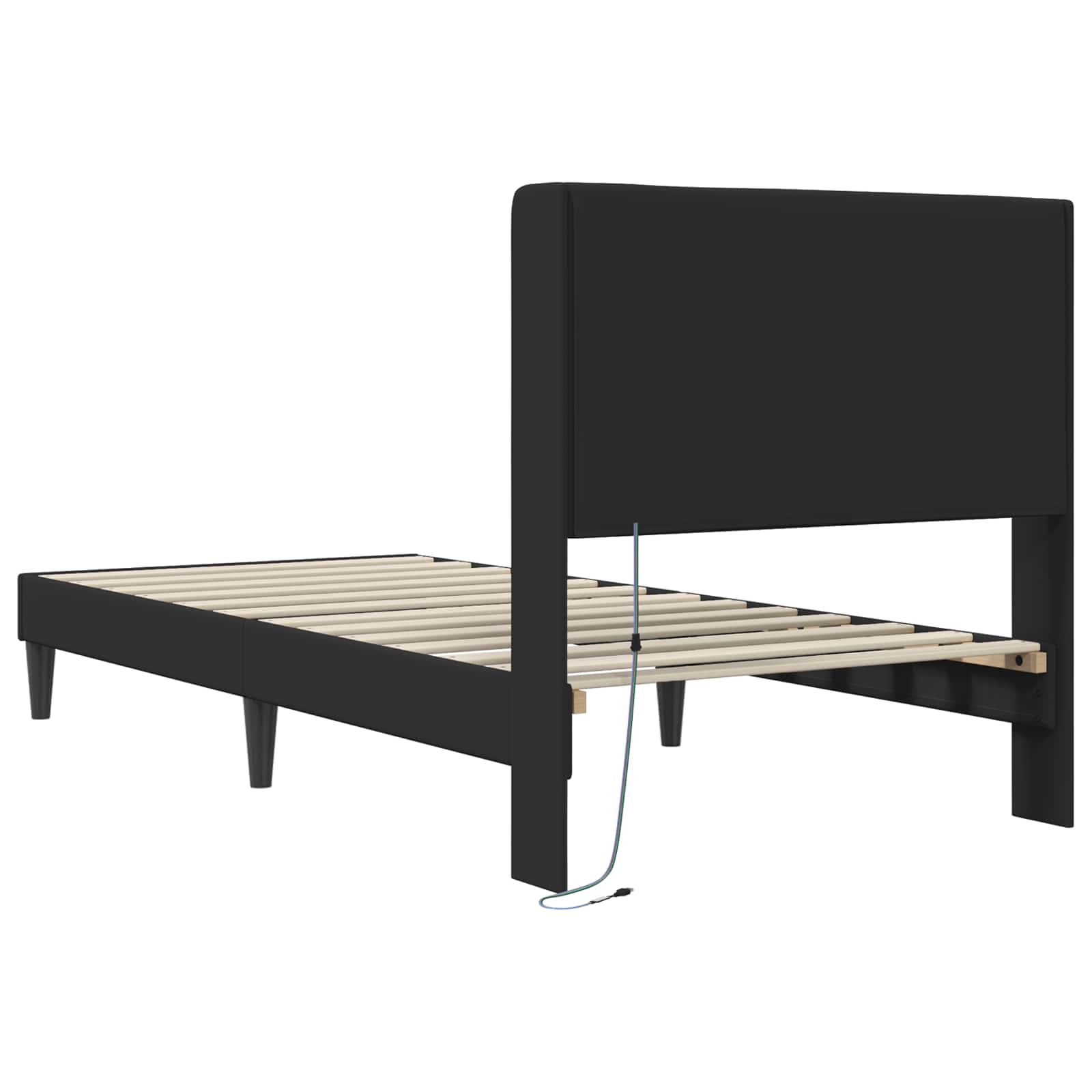 vidaXL Bedframe met LED-stripverlichting Zwart 90 x 190 cm Kunstleer