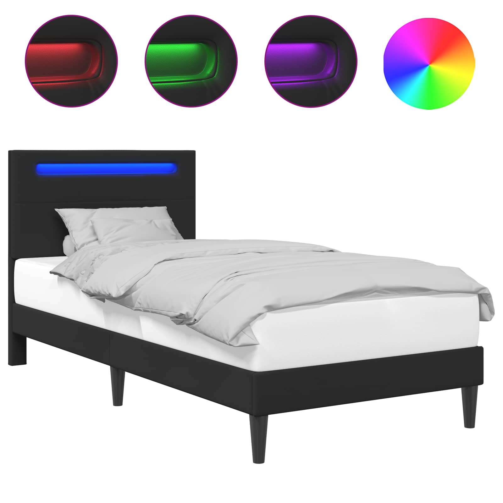 vidaXL Bedframe Zwart 90 x 190 cm Kunstleer