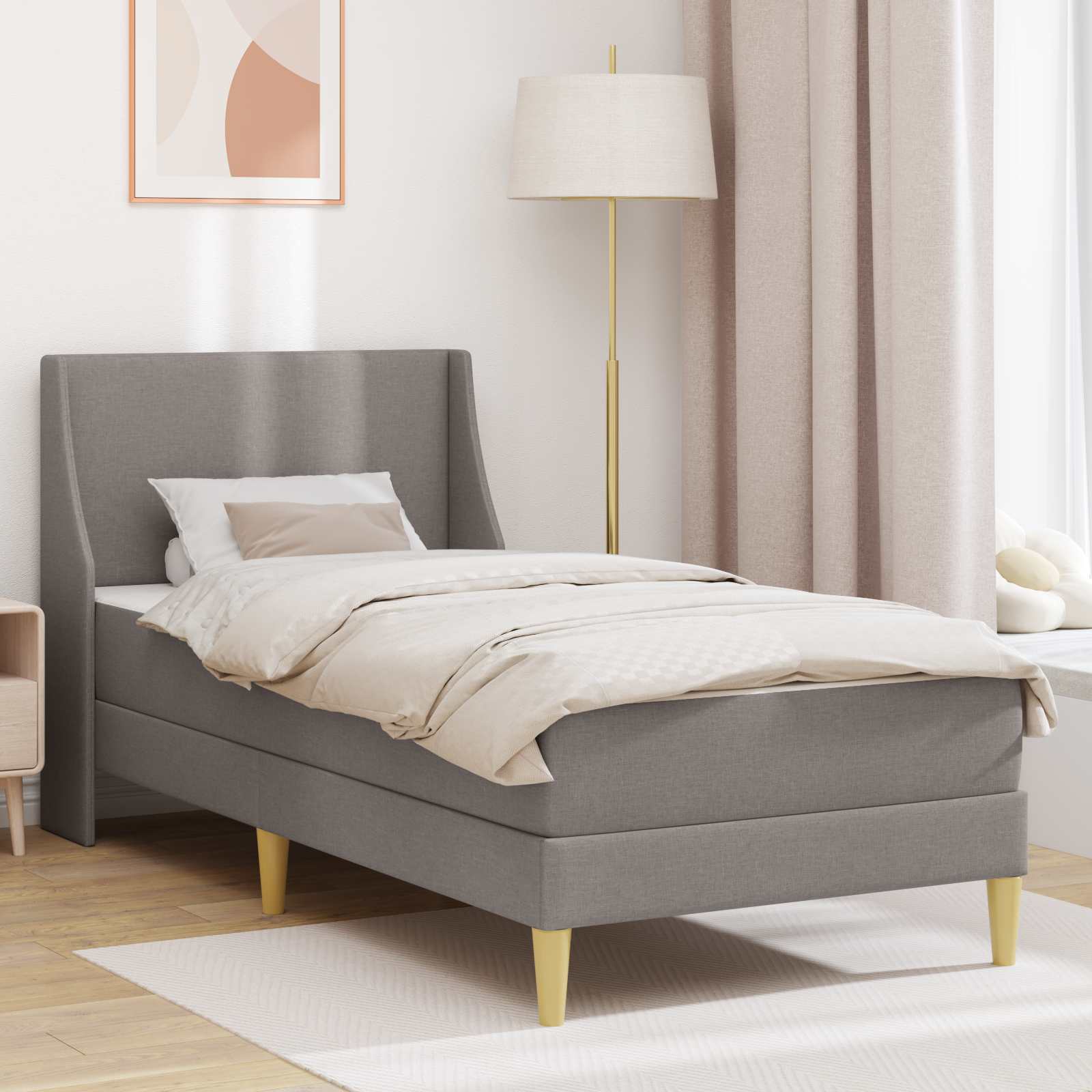 vidaXL Bedframe met matras Wandgemonteerd Lichtgrijs 90 x 200 cm Stof