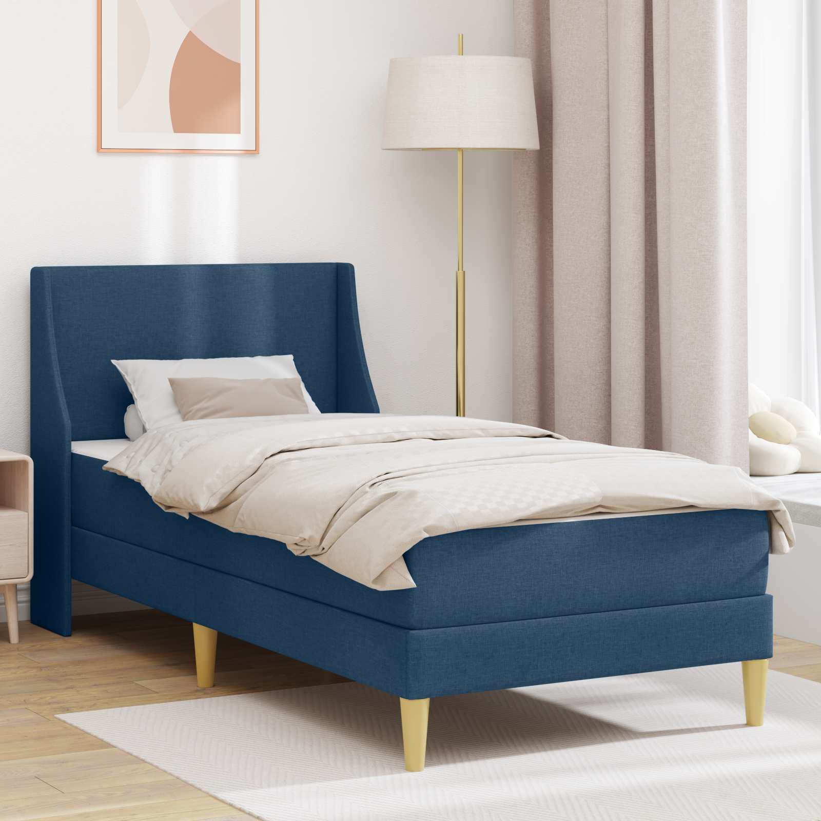 vidaXL Bedframe met matras Wandgemonteerd Lichtgrijs 90 x 200 cm Stof