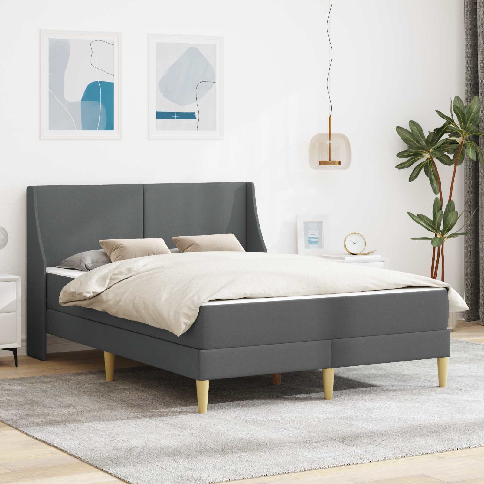 vidaXL Bedframe met matras Wandgemonteerd Lichtgrijs 90 x 200 cm Stof