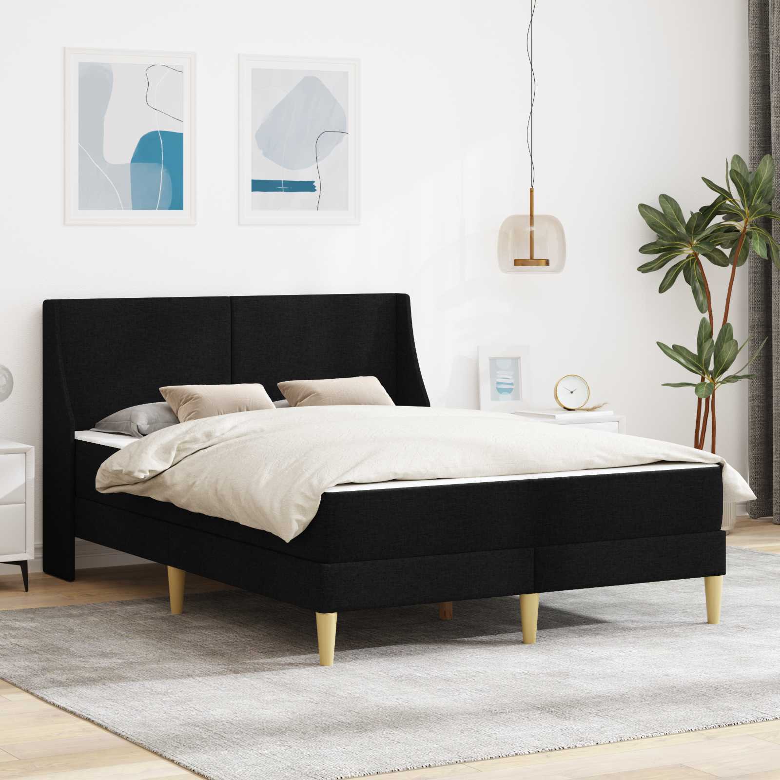 vidaXL Bedframe met matras Wandgemonteerd Lichtgrijs 90 x 200 cm Stof