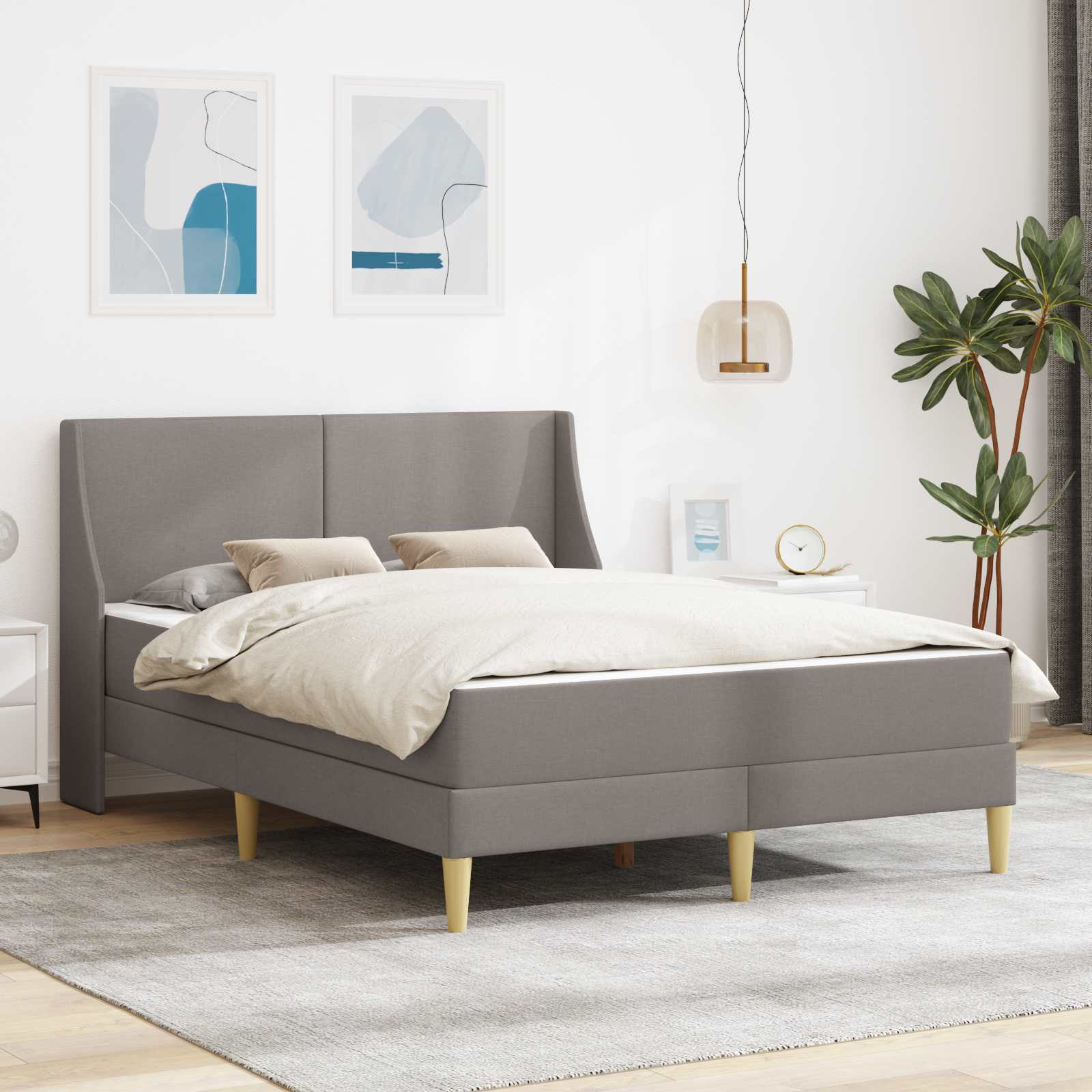 vidaXL Bedframe met matras Wandgemonteerd Lichtgrijs 90 x 200 cm Stof