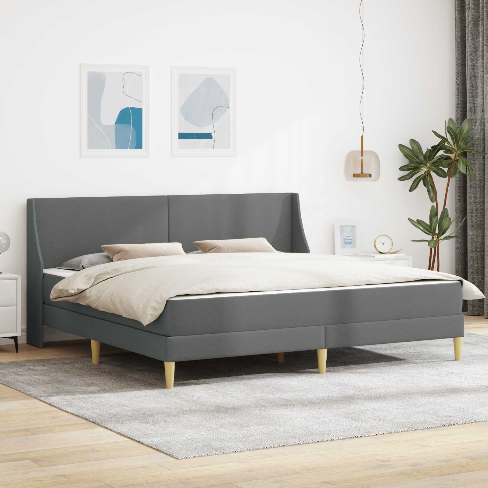 vidaXL Bedframe met matras Wandgemonteerd Lichtgrijs 90 x 200 cm Stof