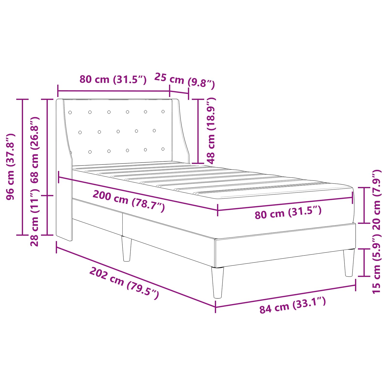 vidaXL Bedframe met matras Wandgemonteerd 2 pcs Lichtgrijs Fluweel