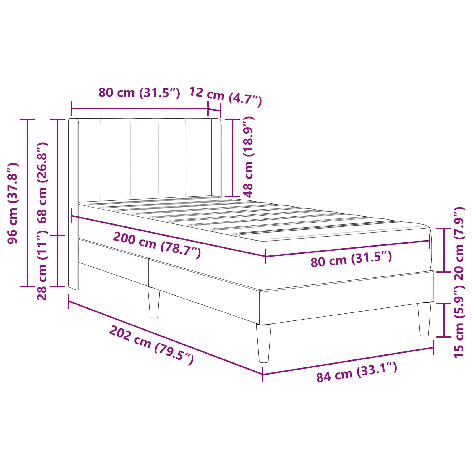 vidaXL Bedframe Lichtgrijs 80 x 200 cm Fluweel