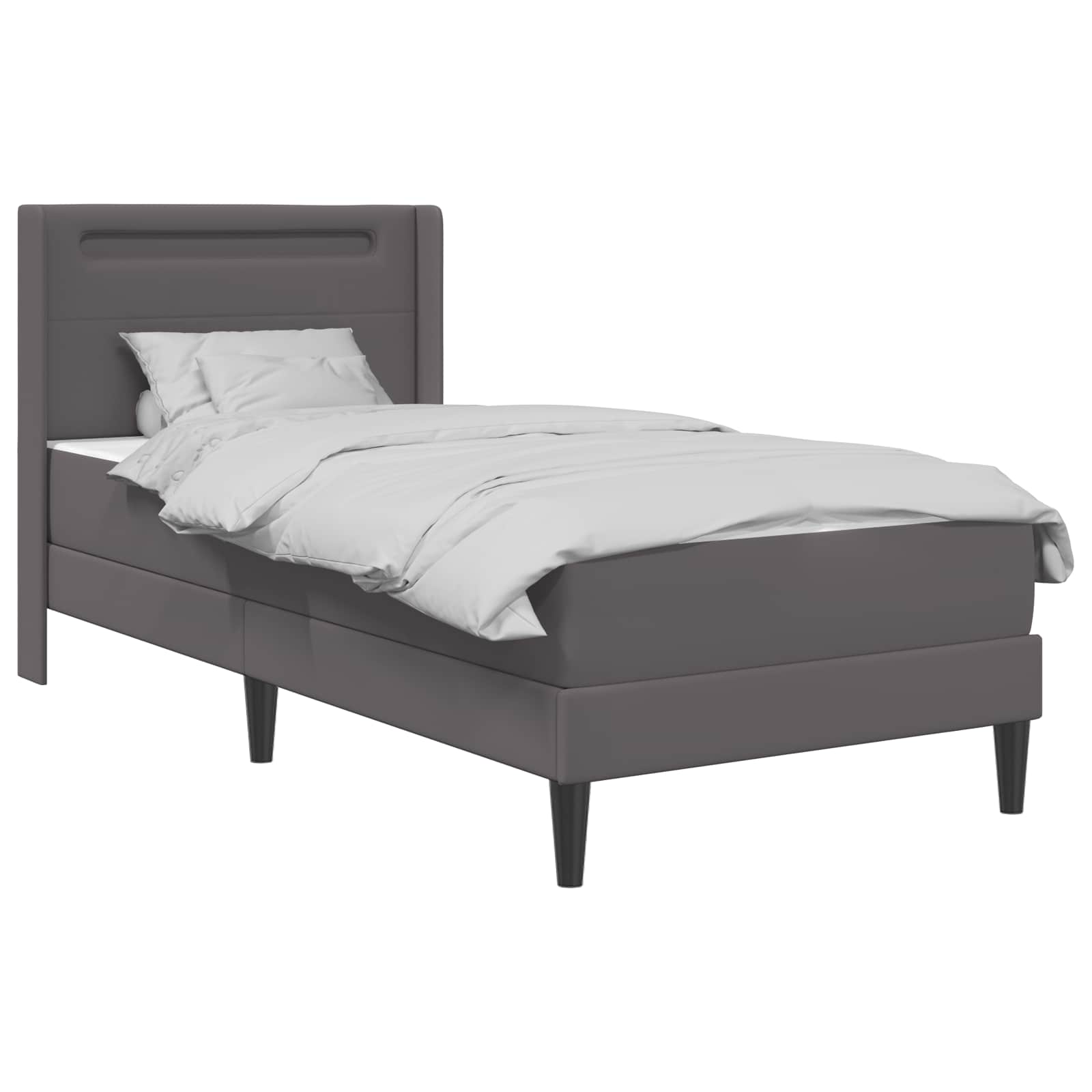 vidaXL Bedframe met matras Grijs 80 x 200 cm Kunstleer
