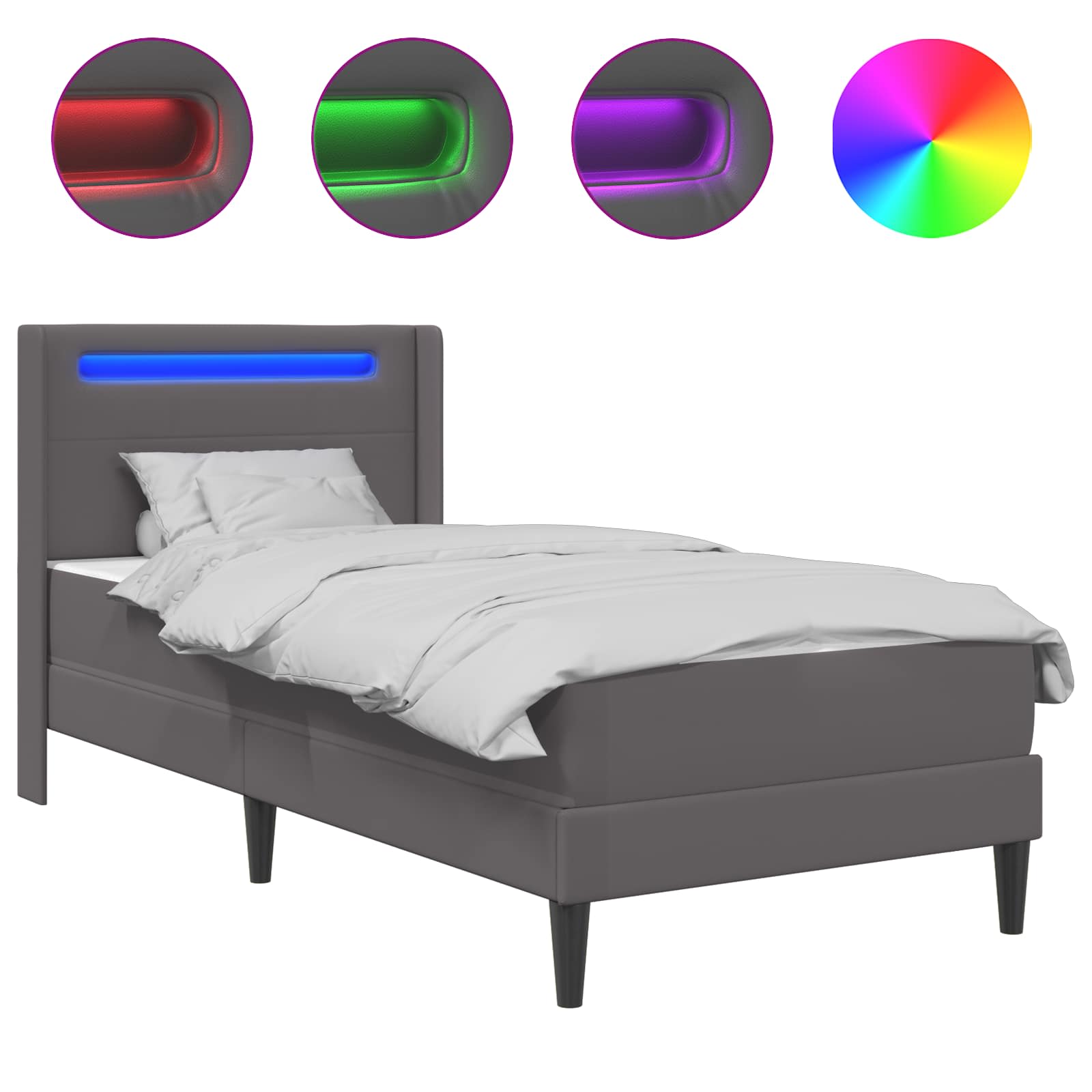 vidaXL Bedframe met matras Grijs 80 x 200 cm Kunstleer
