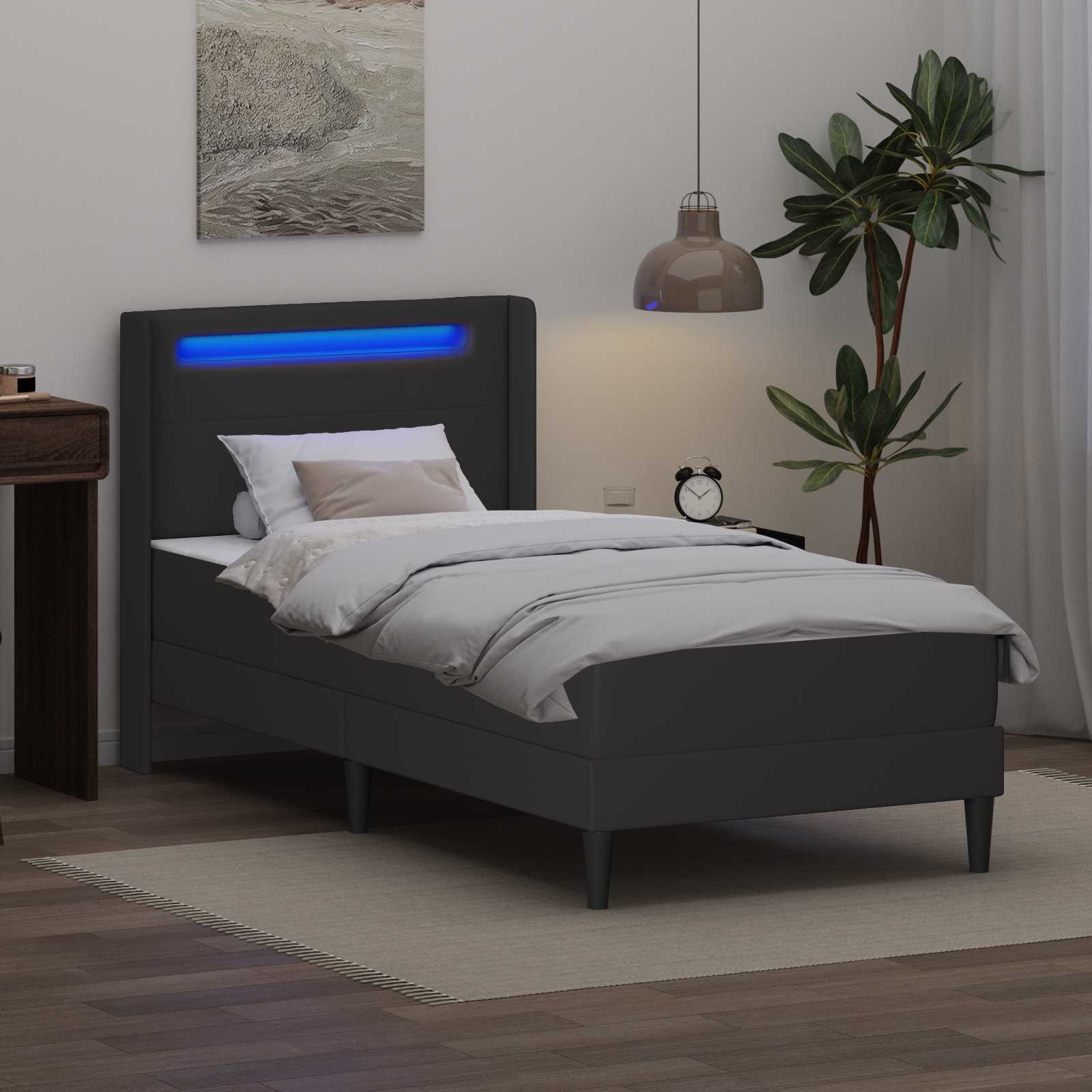 vidaXL Bedframe met matras Grijs 80 x 200 cm Kunstleer