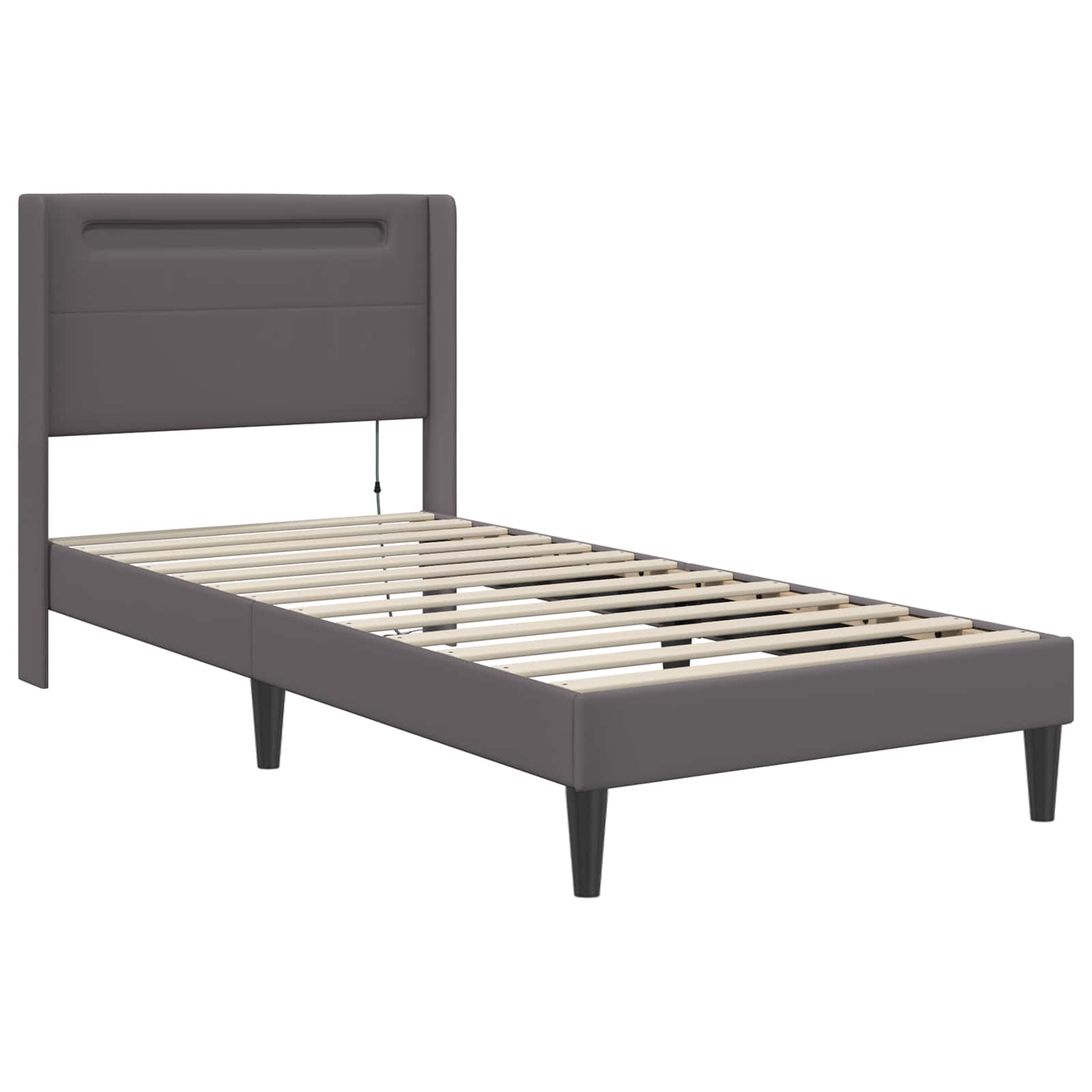 vidaXL Bedframe met matras Grijs 80 x 200 cm Kunstleer