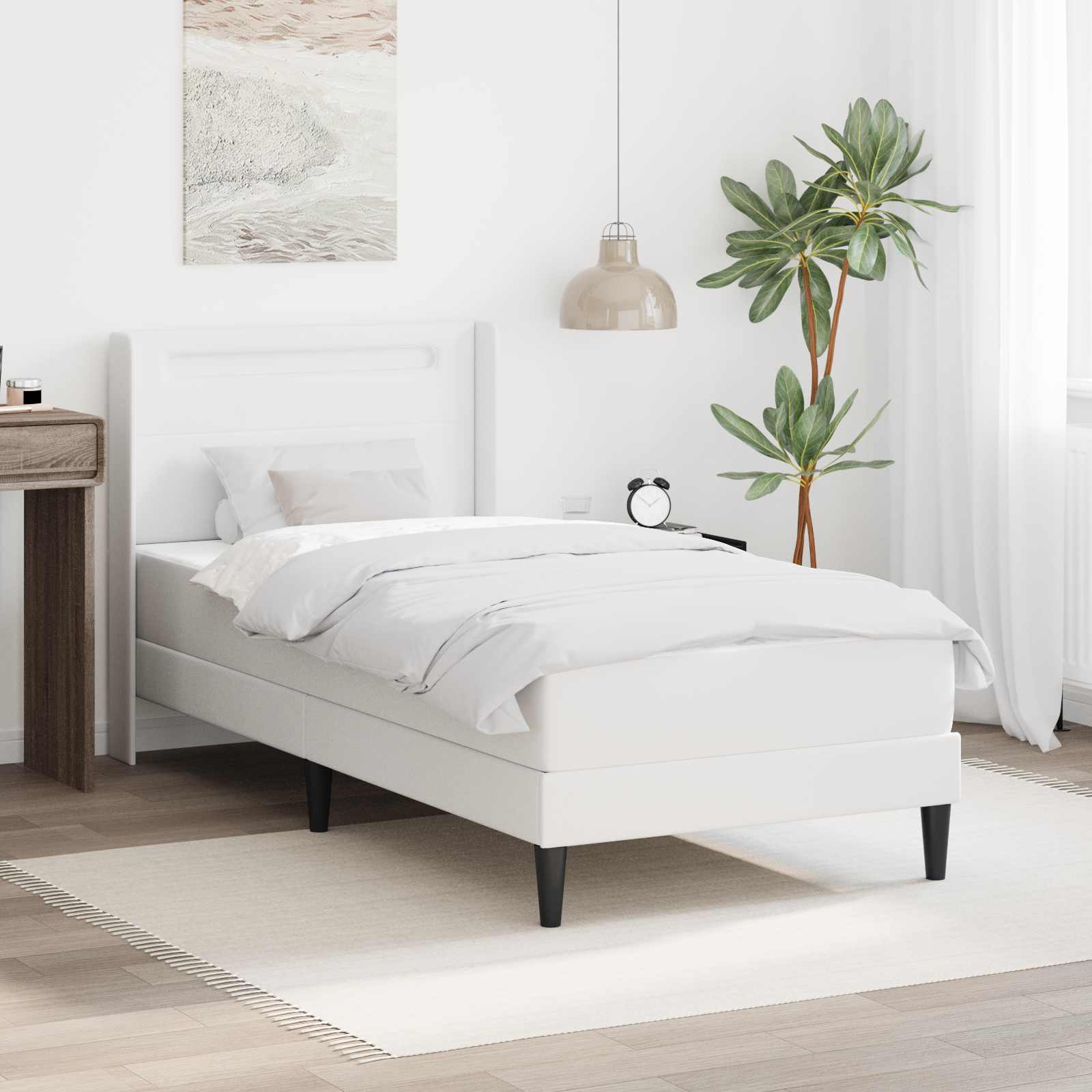 vidaXL Bedframe met matras Grijs 80 x 200 cm Kunstleer