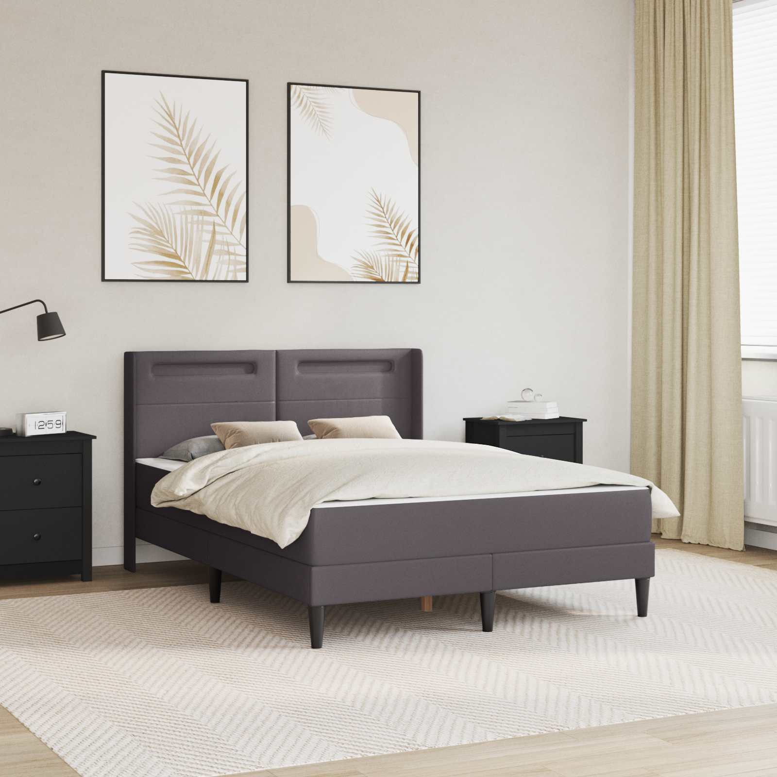 vidaXL Bedframe met matras Grijs 80 x 200 cm Kunstleer