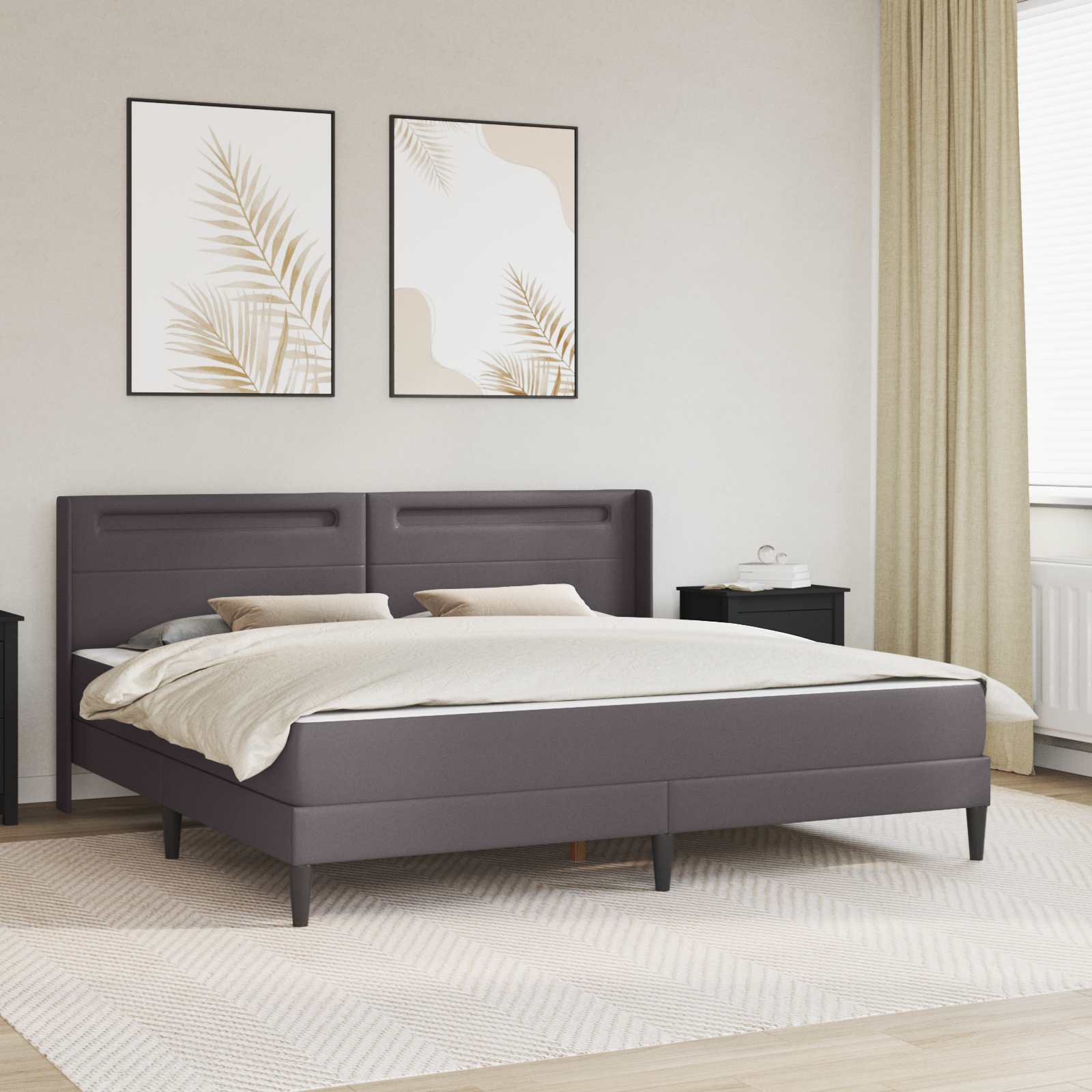 vidaXL Bedframe met matras Grijs 80 x 200 cm Kunstleer