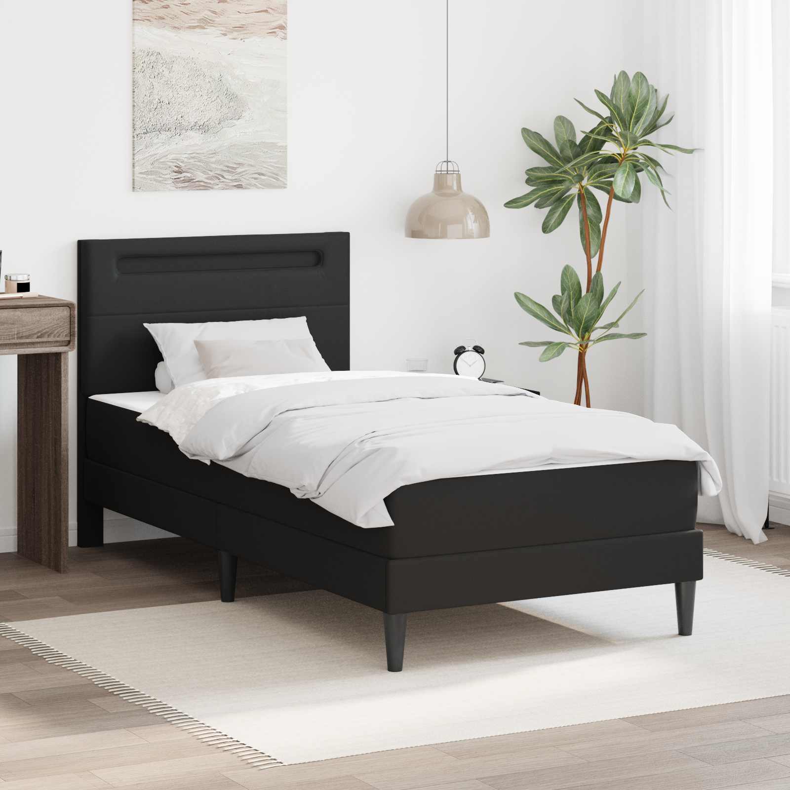vidaXL Bedframe met LED-stripverlichting 2 pcs Kunstleer