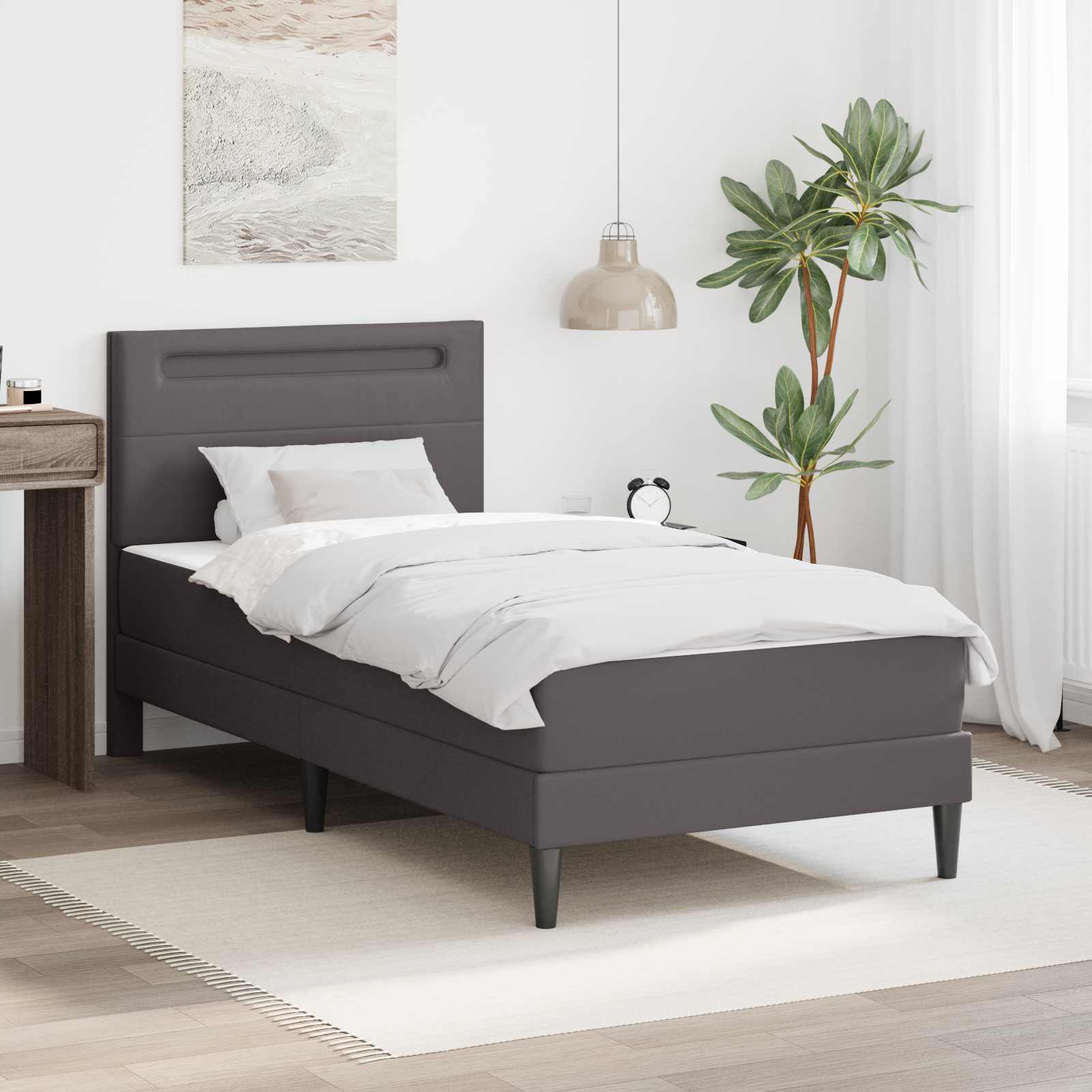 vidaXL Bedframe met LED-stripverlichting 2 pcs Kunstleer