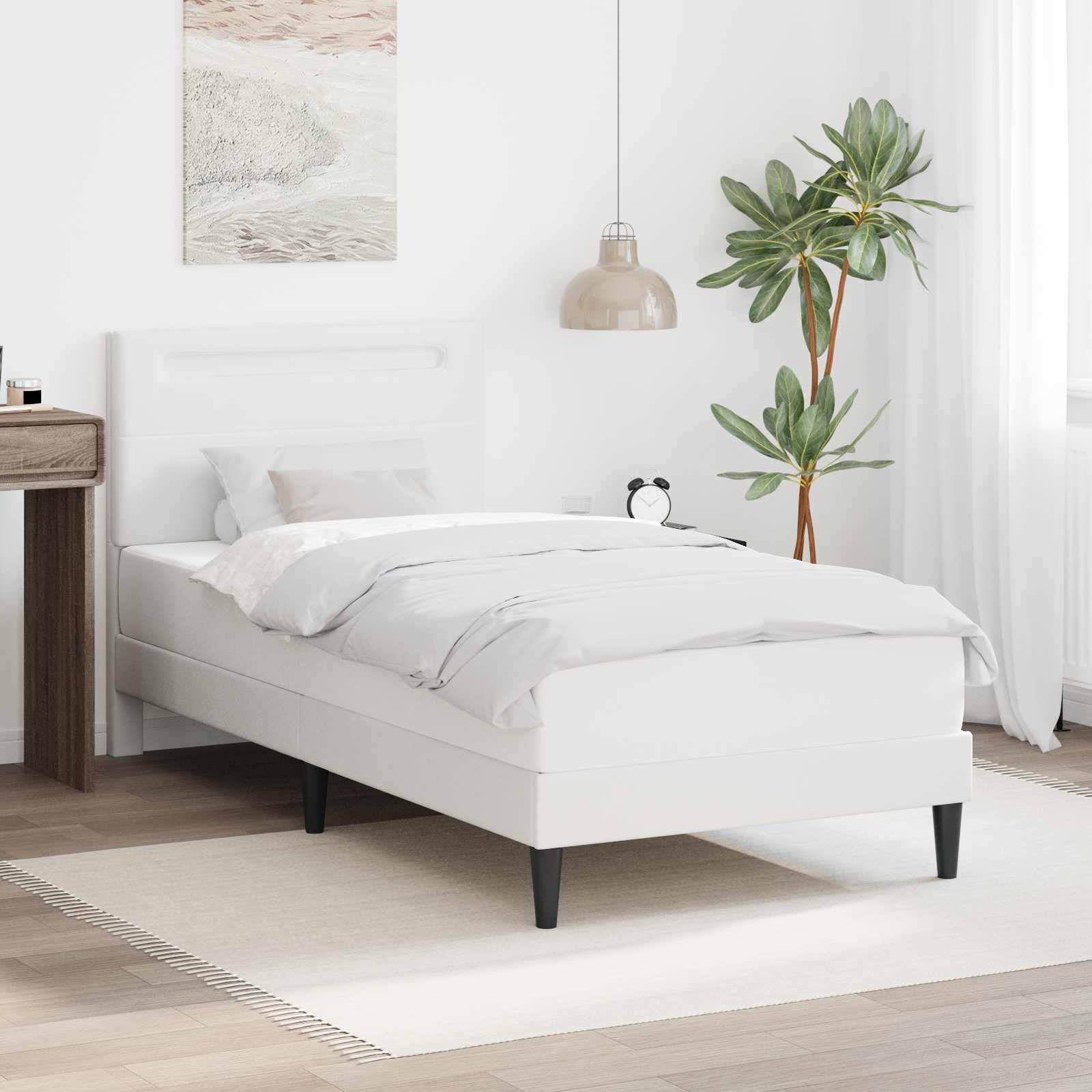 vidaXL Bedframe met LED-stripverlichting 2 pcs Kunstleer
