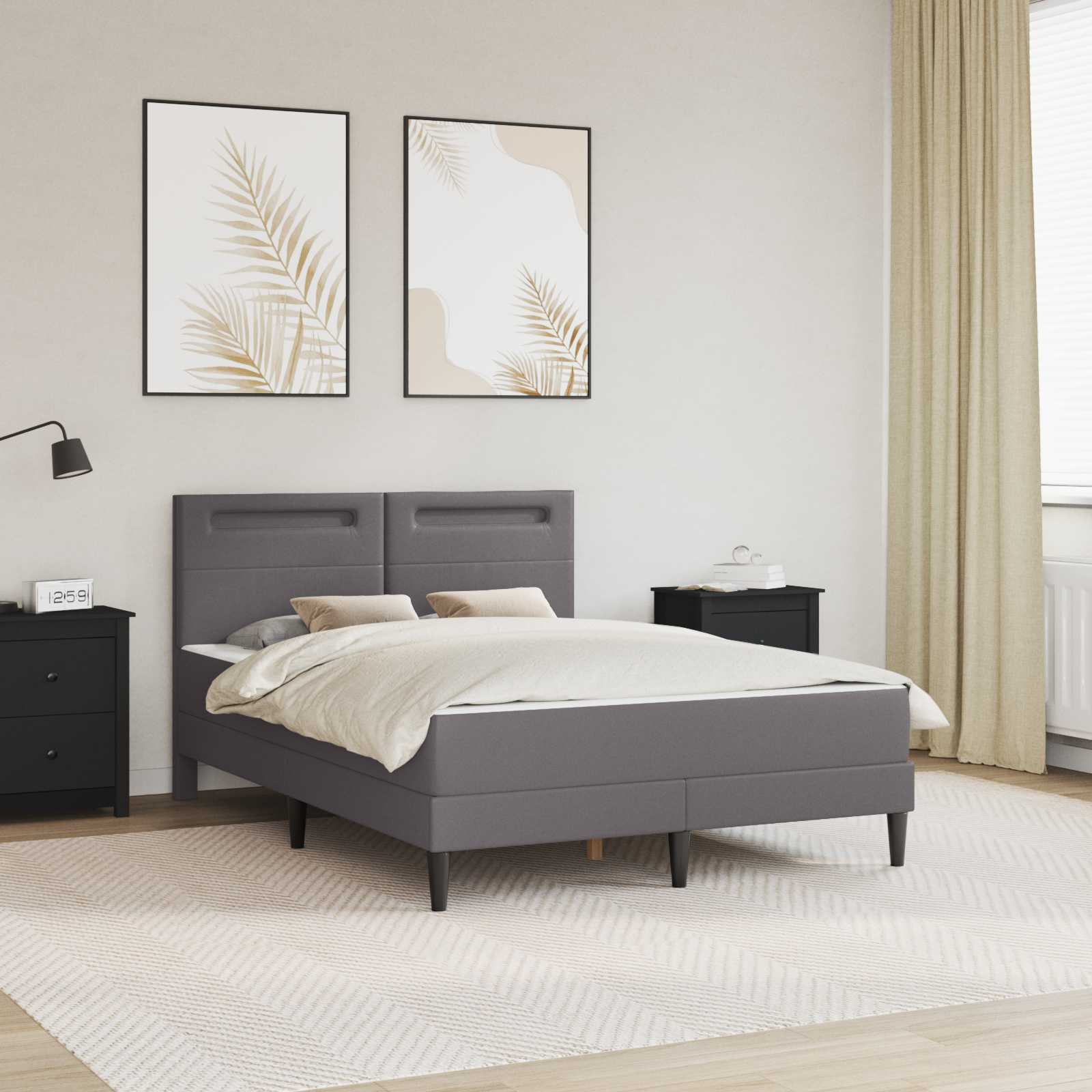 vidaXL Bedframe met LED-stripverlichting 2 pcs Kunstleer
