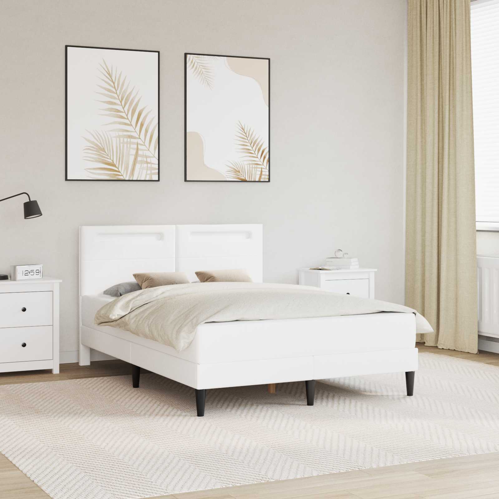 vidaXL Bedframe met LED-stripverlichting 2 pcs Kunstleer