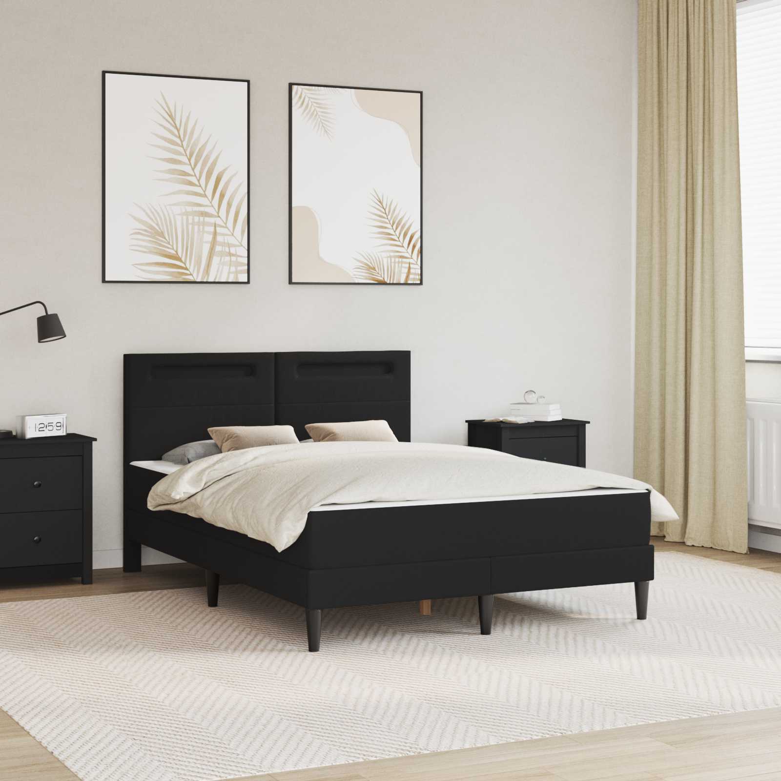 vidaXL Bedframe met LED-stripverlichting 2 pcs Kunstleer