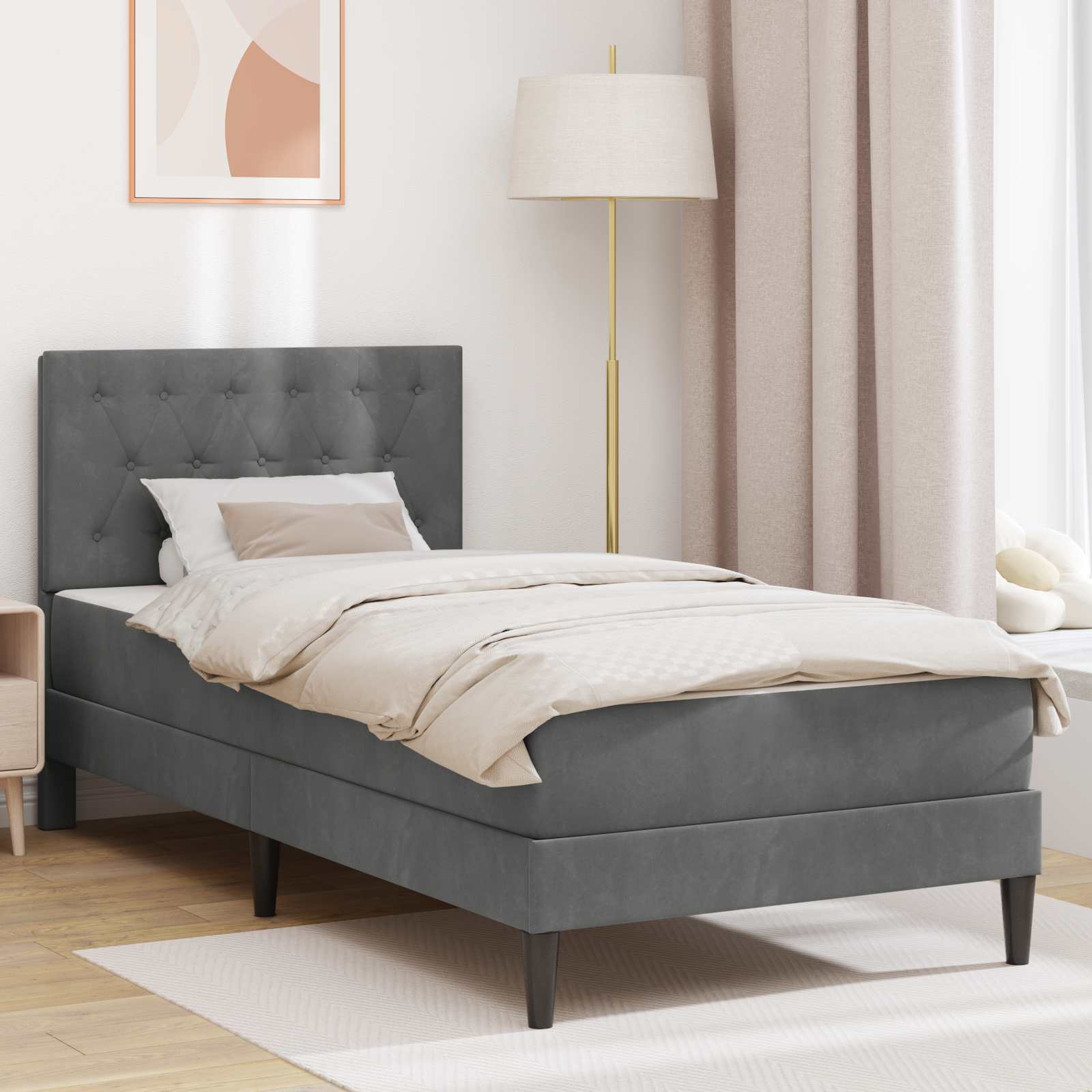 vidaXL Bedframe met matras met hoofdeinde Roze 80 x 200 cm Fluweel