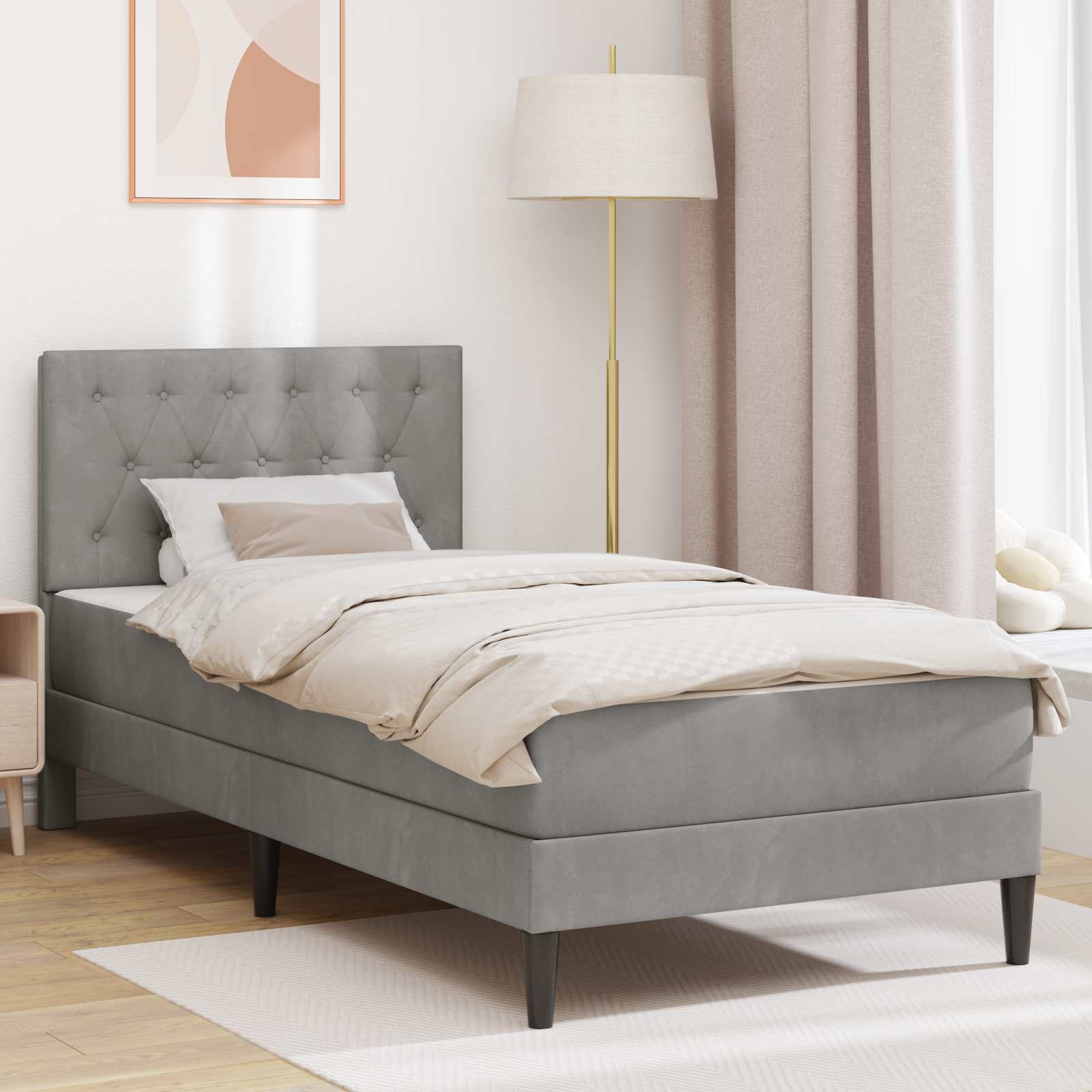 vidaXL Bedframe met matras met hoofdeinde Roze 80 x 200 cm Fluweel