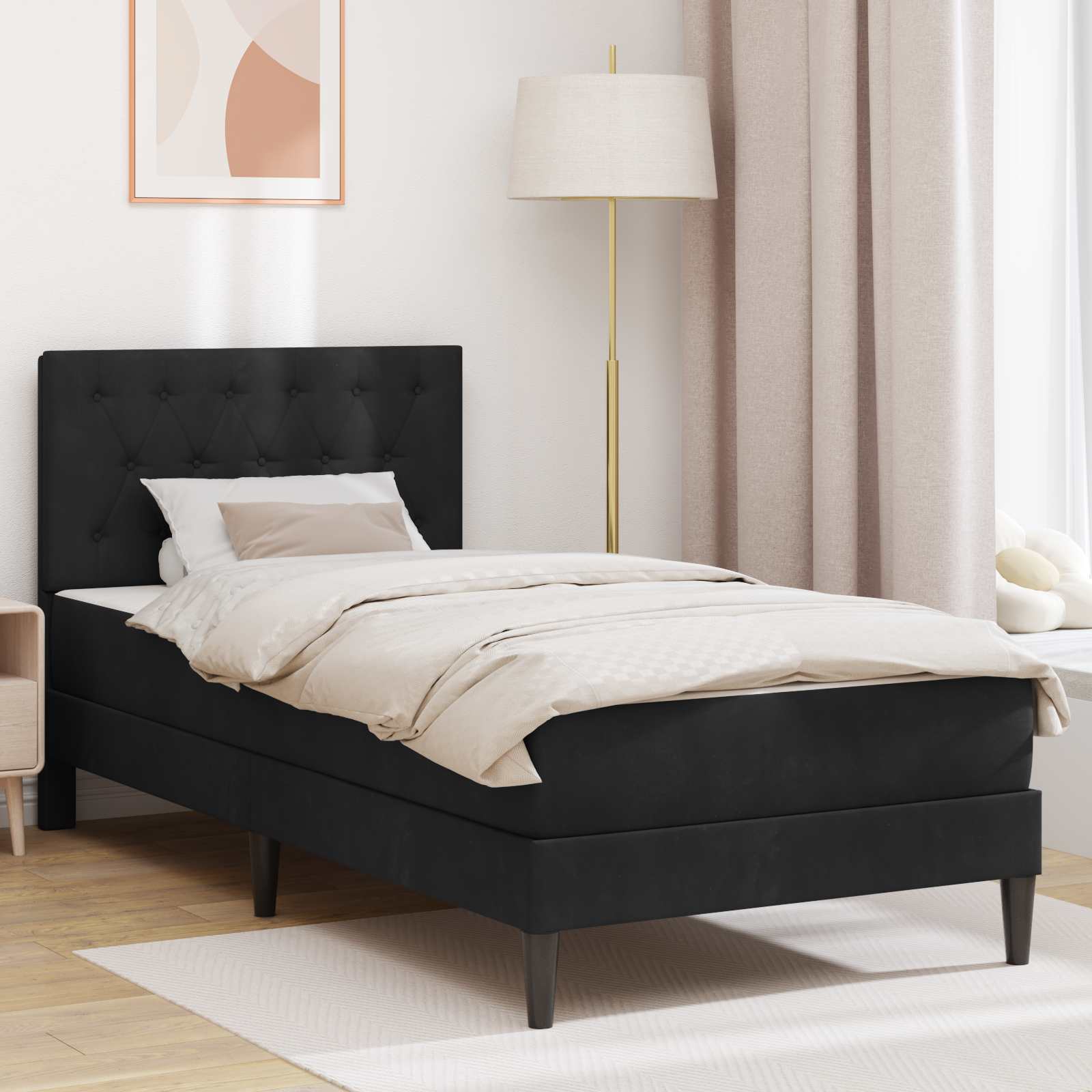 vidaXL Bedframe met matras met hoofdeinde Roze 80 x 200 cm Fluweel