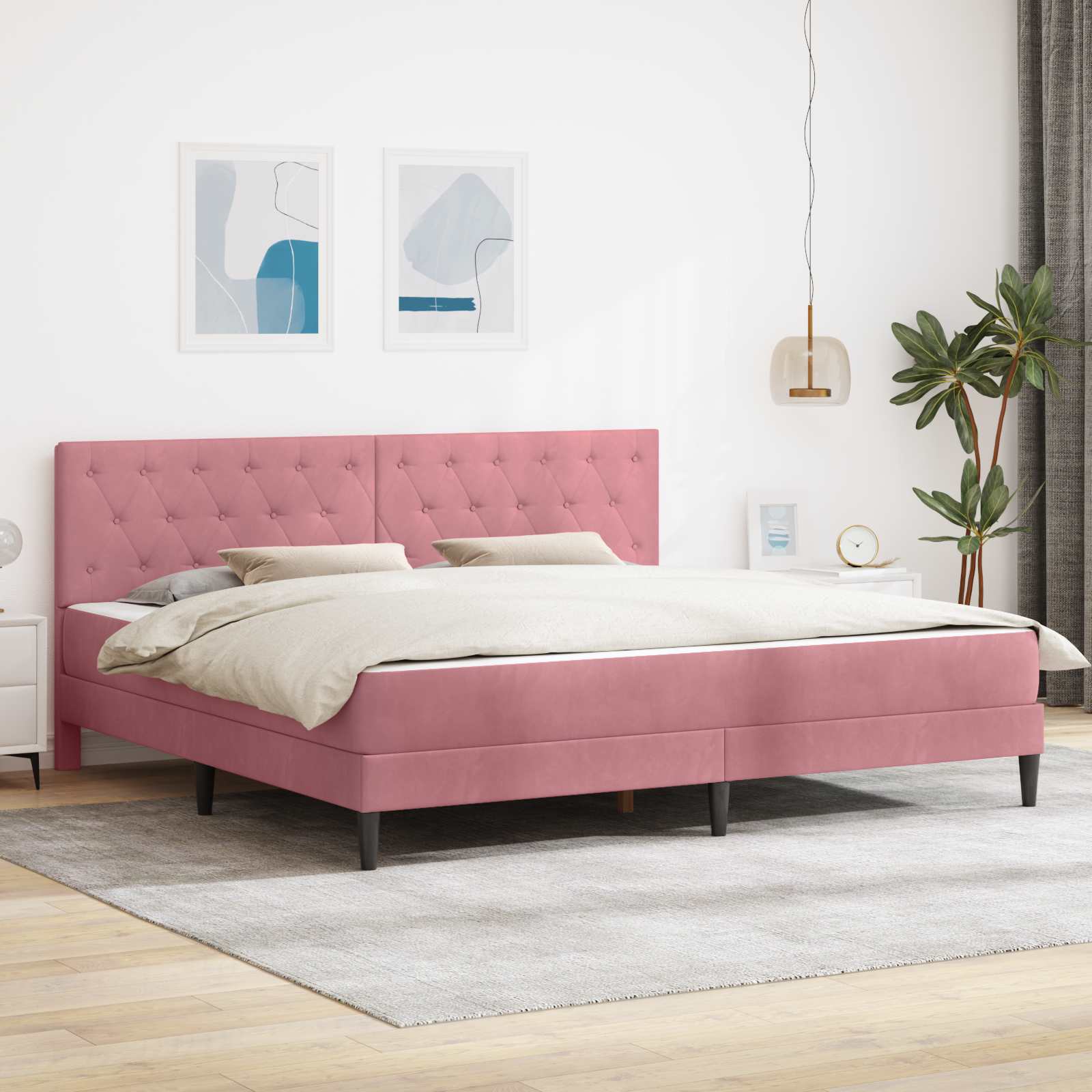 vidaXL Bedframe met matras met hoofdeinde Roze 80 x 200 cm Fluweel