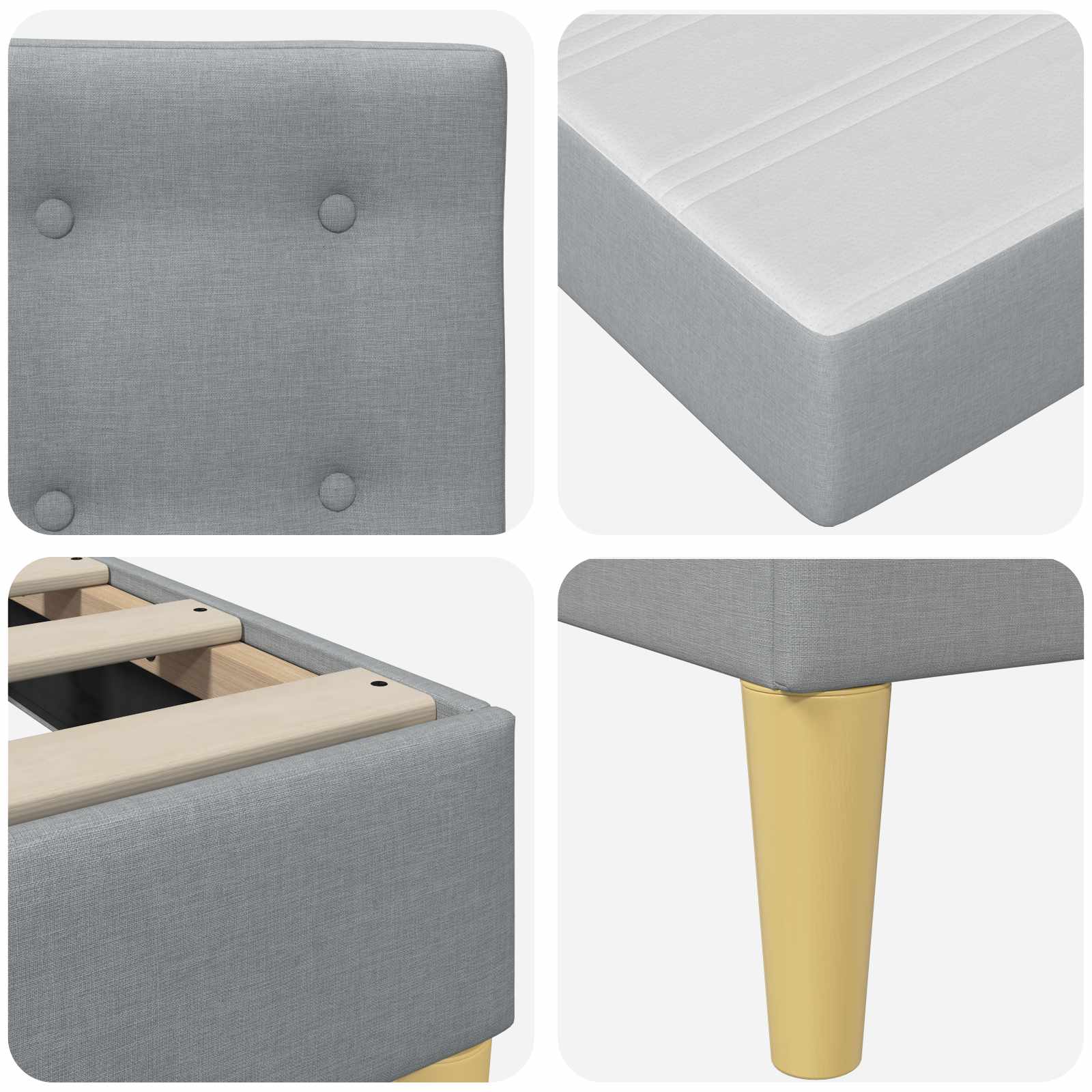 vidaXL Bedframe met matras met hoofdeinde Lichtgrijs 120 x 190 cm Stof