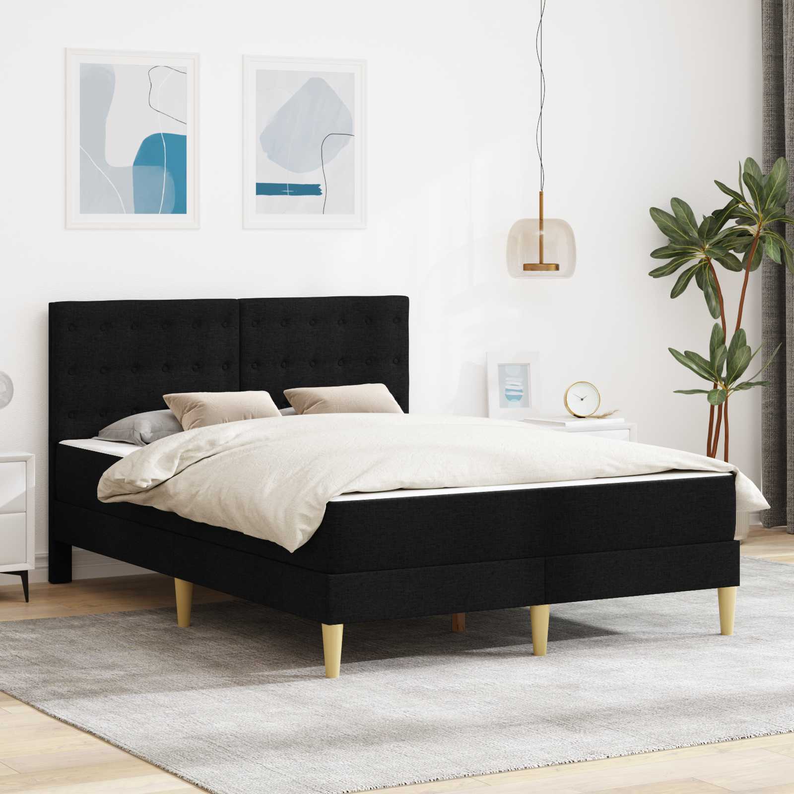 vidaXL Bedframe met matras met hoofdeinde Lichtgrijs 120 x 190 cm Stof