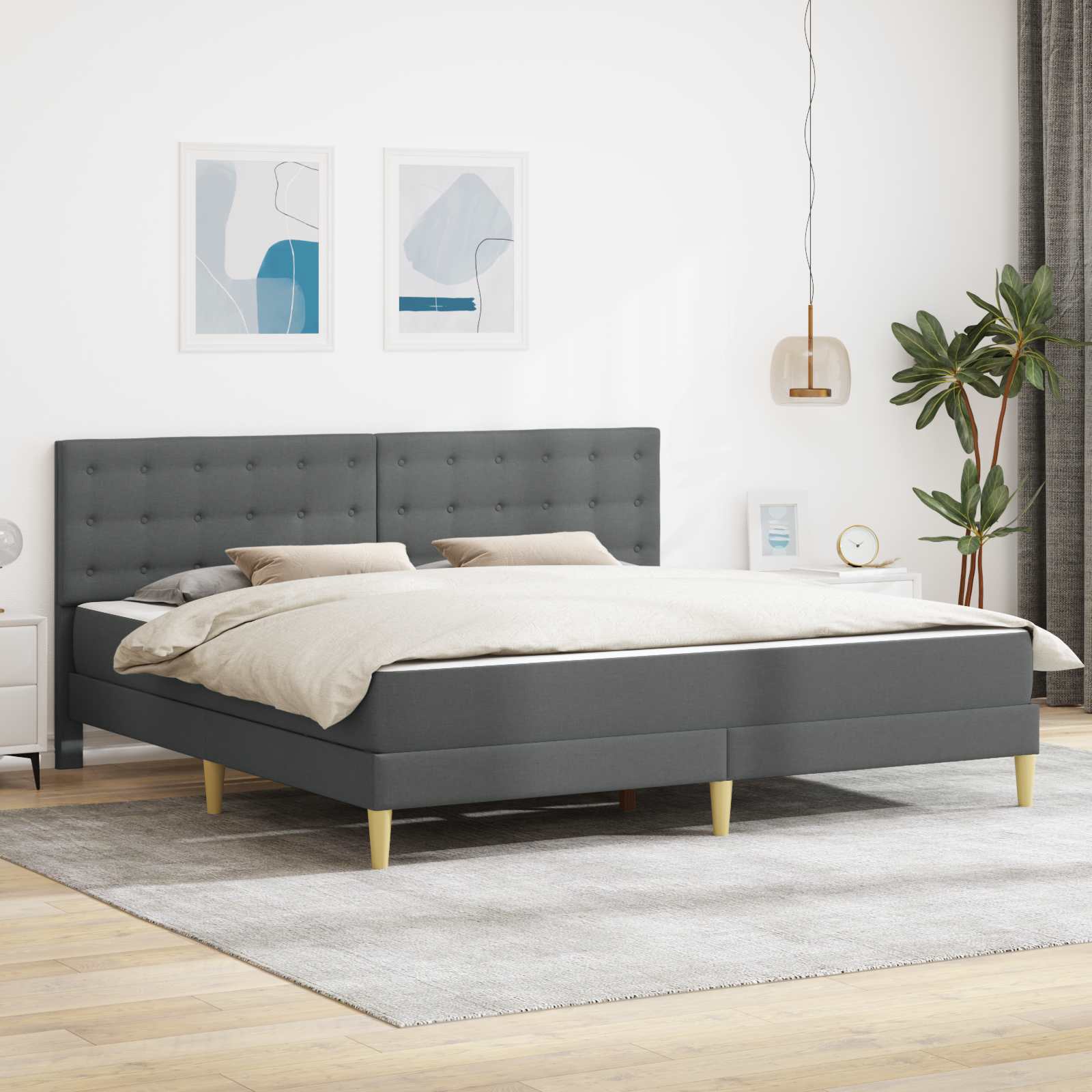 vidaXL Bedframe met matras met hoofdeinde Lichtgrijs 120 x 190 cm Stof