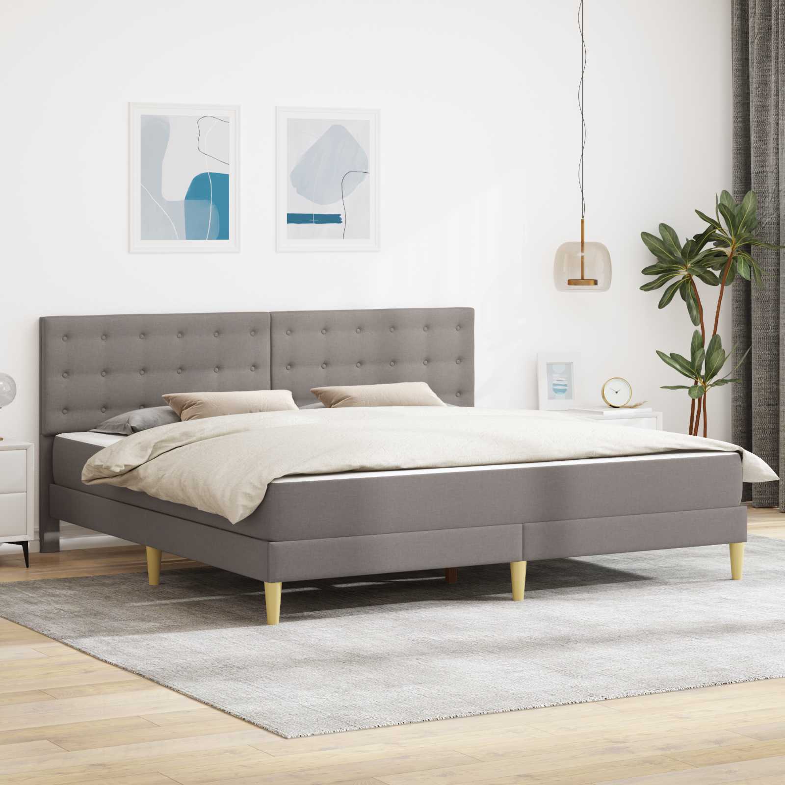 vidaXL Bedframe met matras met hoofdeinde Lichtgrijs 120 x 190 cm Stof