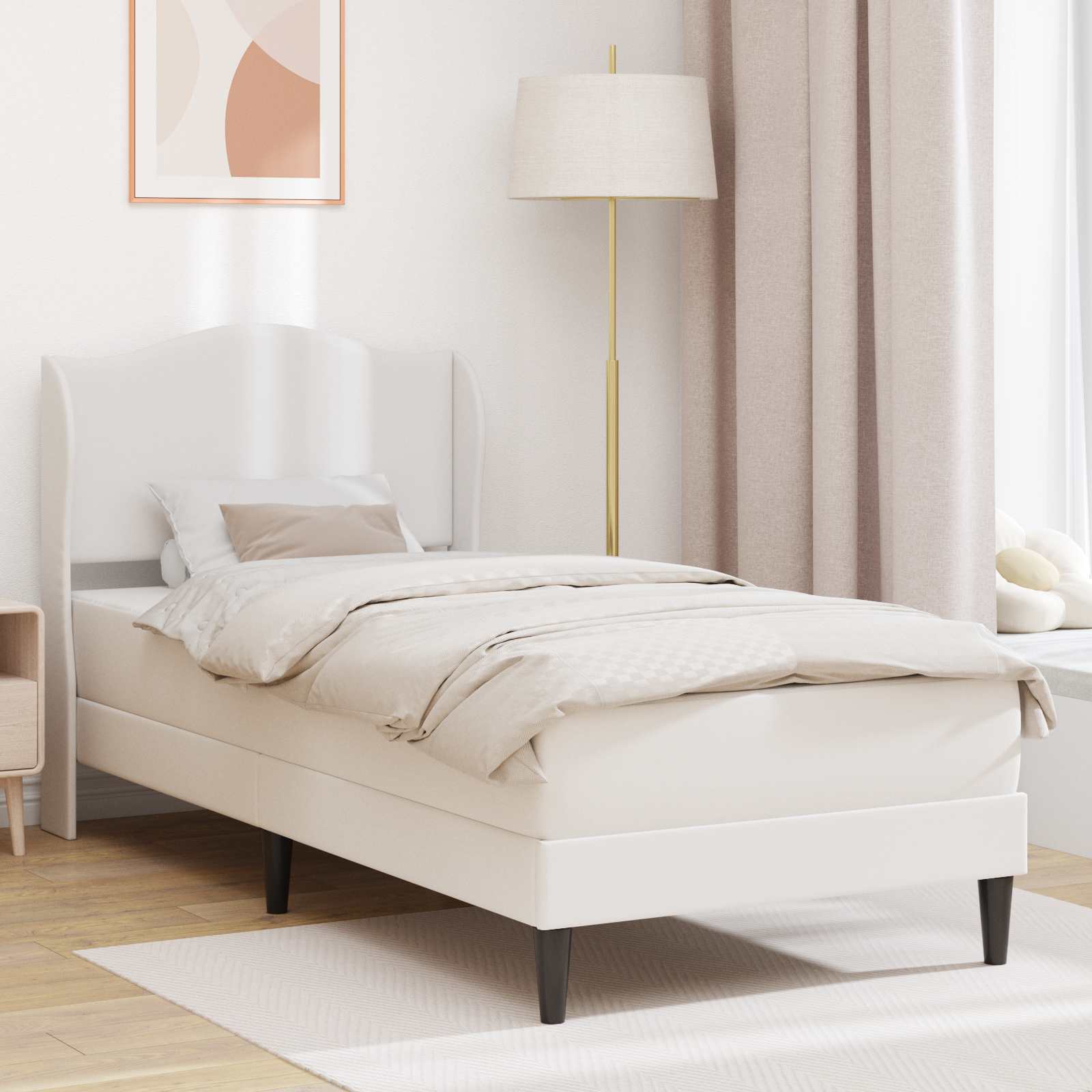 vidaXL Bedframe met hoofdeinde Wit 100 x 200 cm Kunstleer