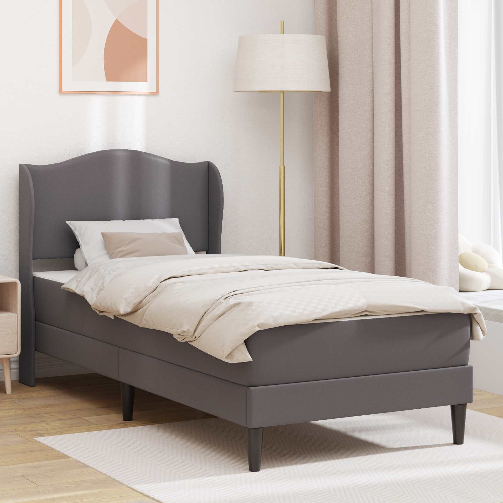 vidaXL Bedframe met hoofdeinde Wit 100 x 200 cm Kunstleer