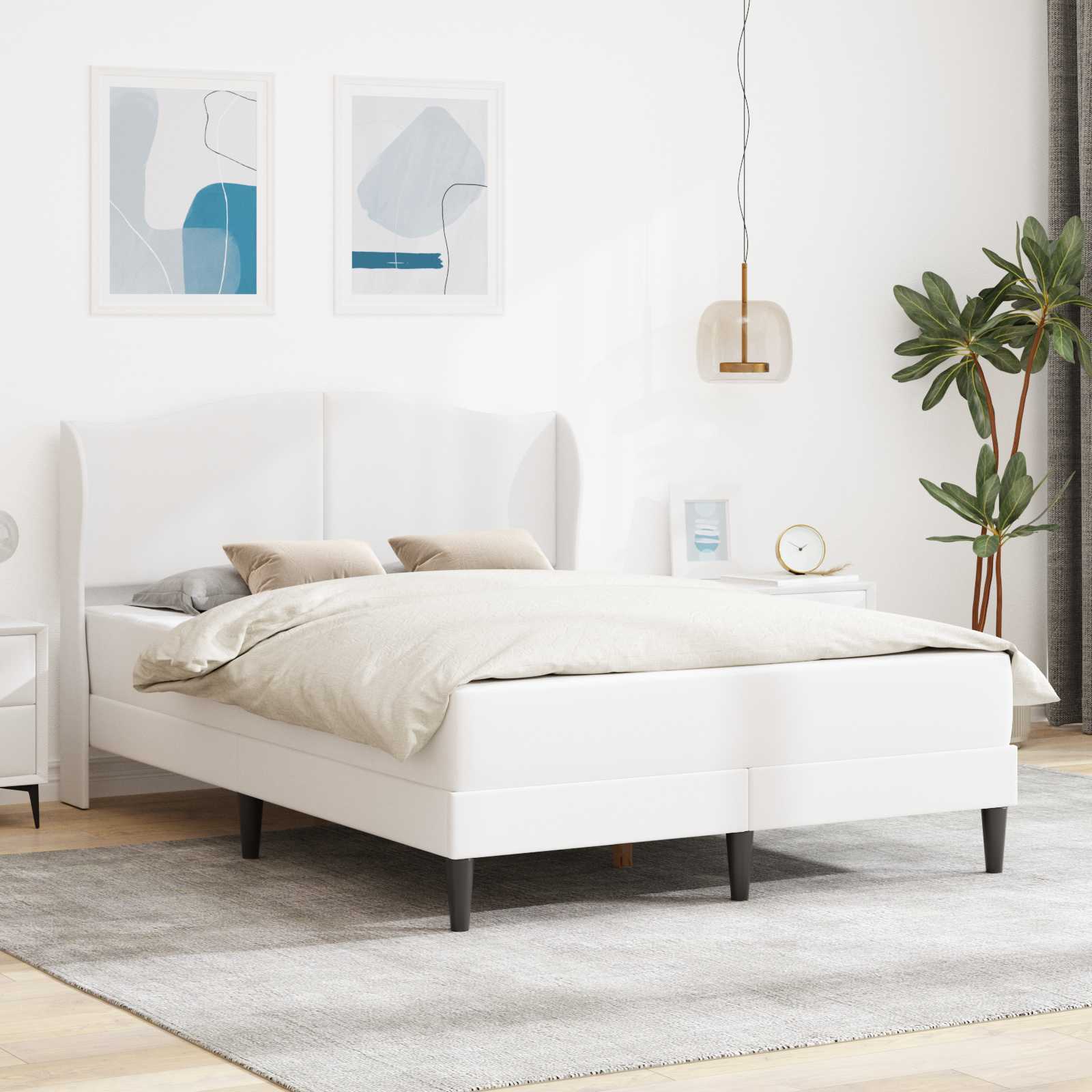 vidaXL Bedframe met hoofdeinde Wit 100 x 200 cm Kunstleer