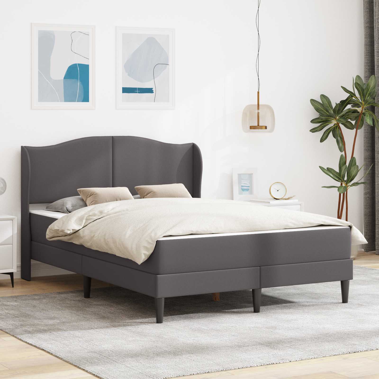 vidaXL Bedframe met hoofdeinde Wit 100 x 200 cm Kunstleer