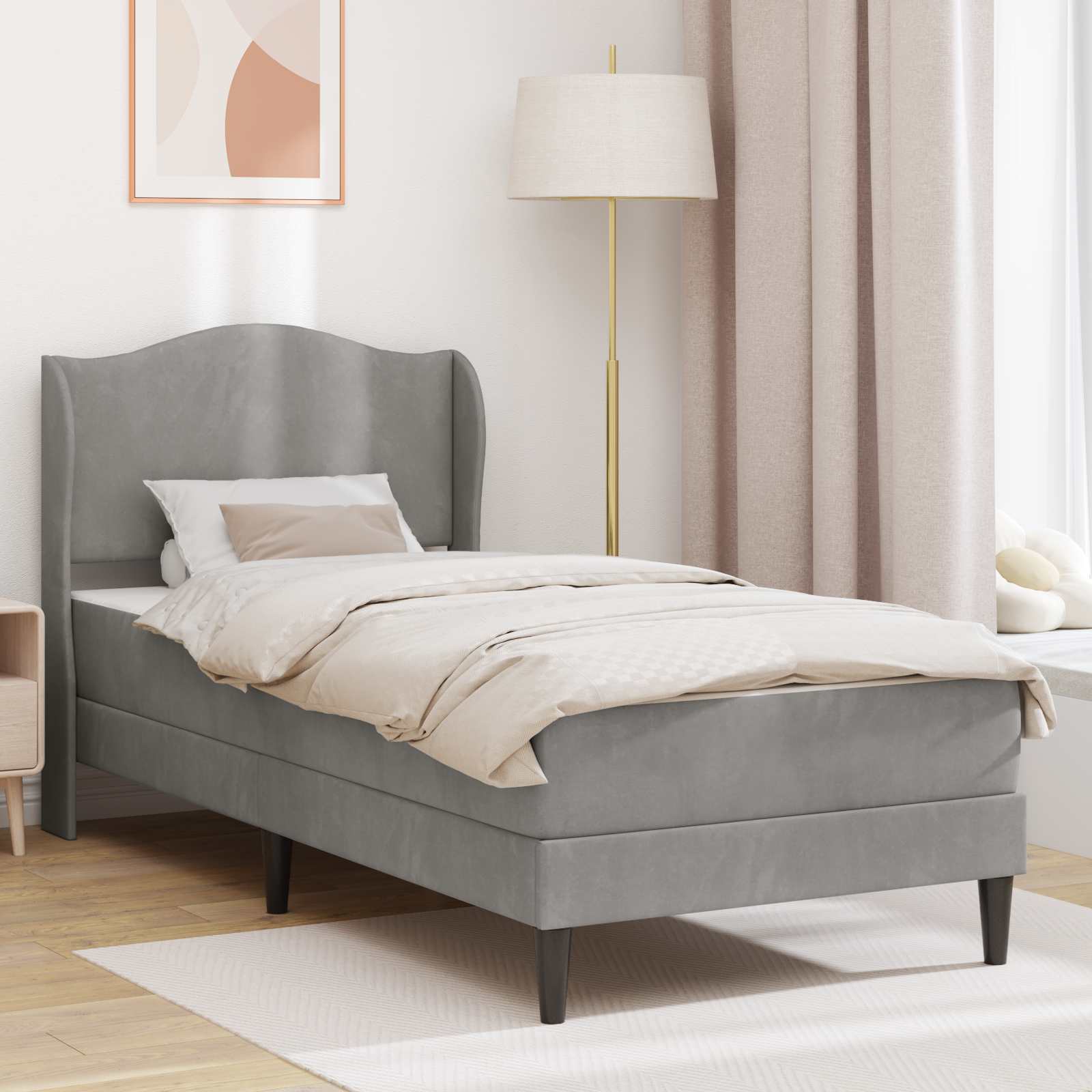 vidaXL Bedframe met hoofdeinde Roze 90 x 190 cm Fluweel